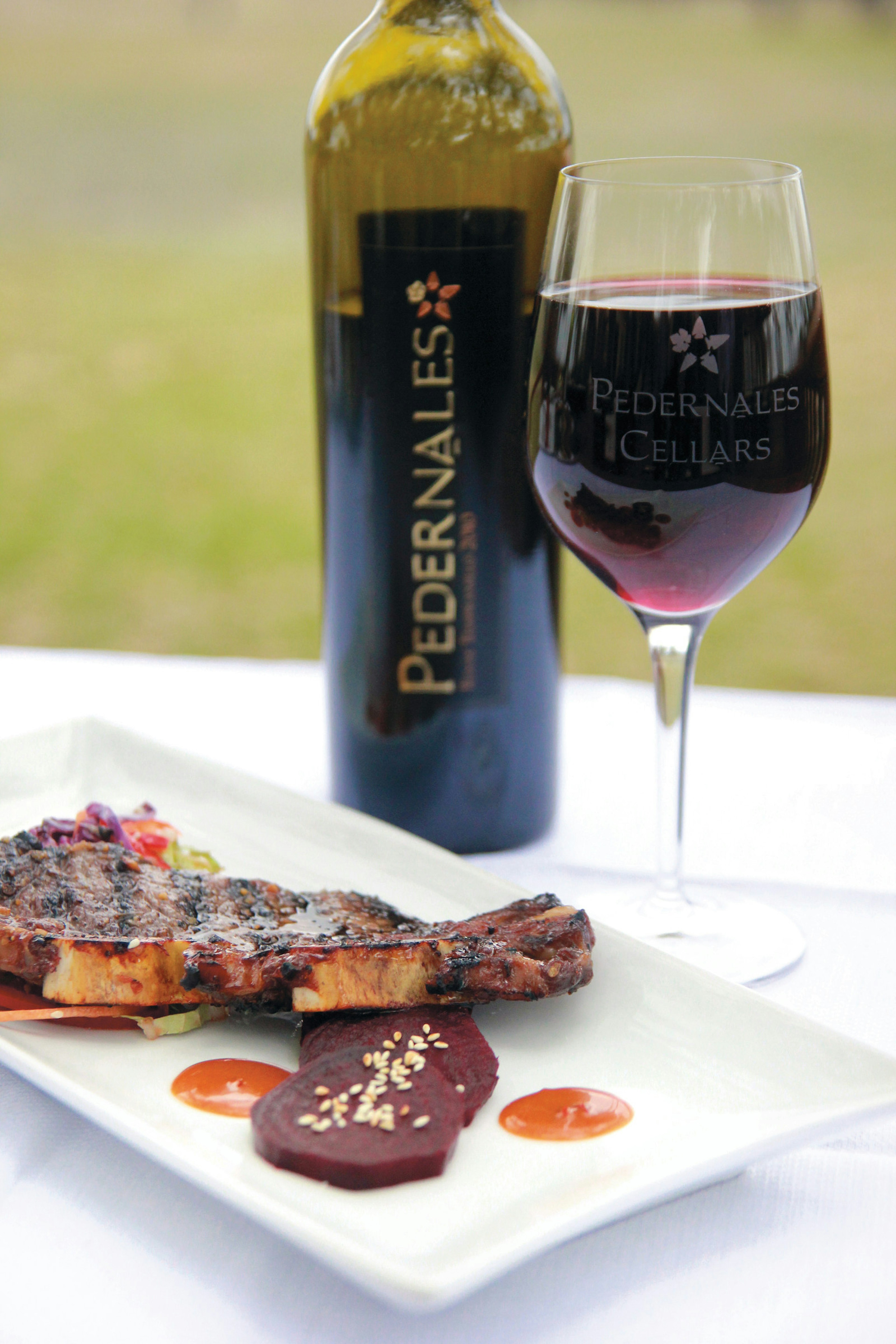 Food and wine at Pedernales Cellars, Texas