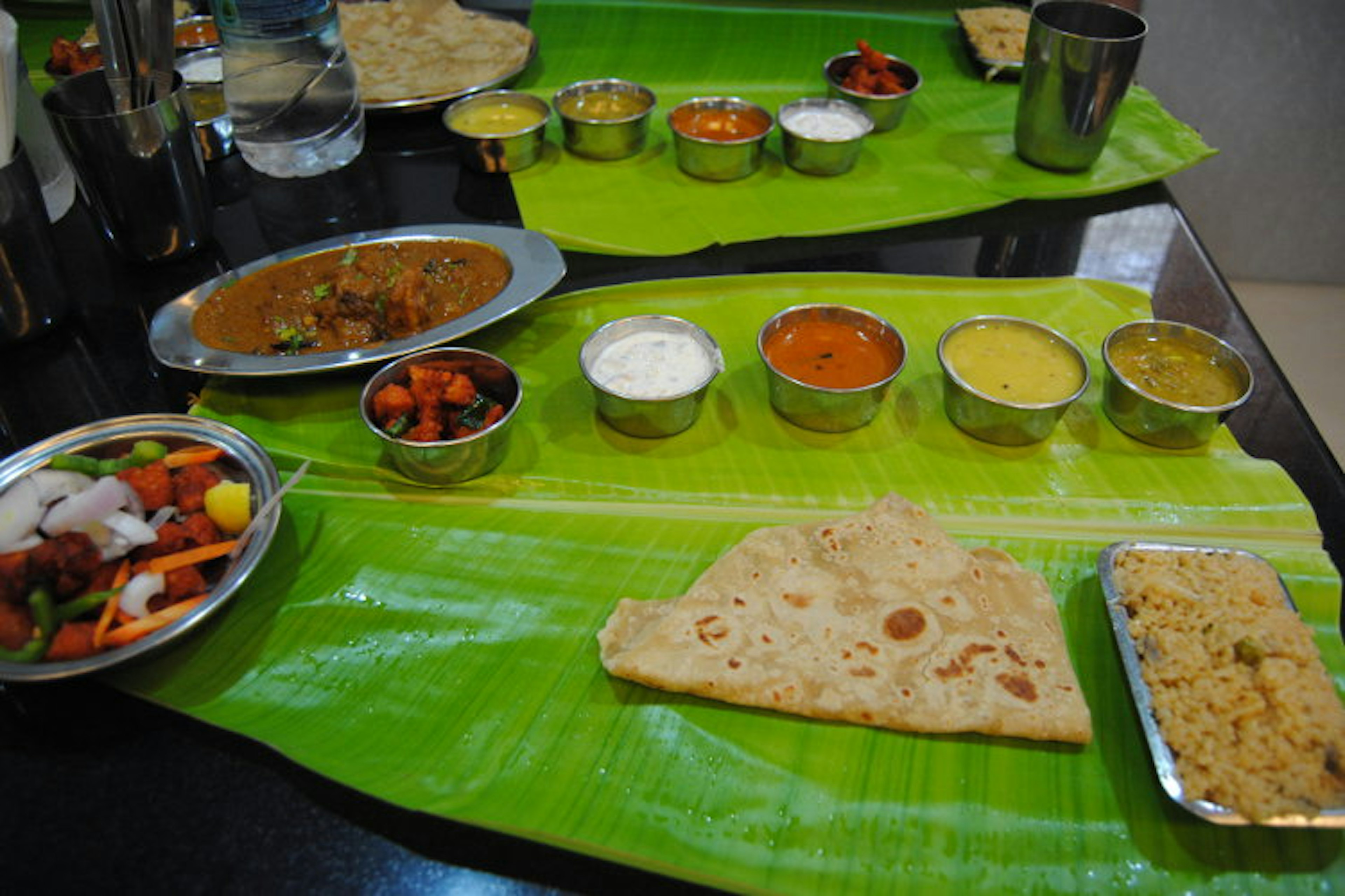 Banana leaf thali at Junior Kuppanna, Chennai. Image by John Noble / Lonely Planet.