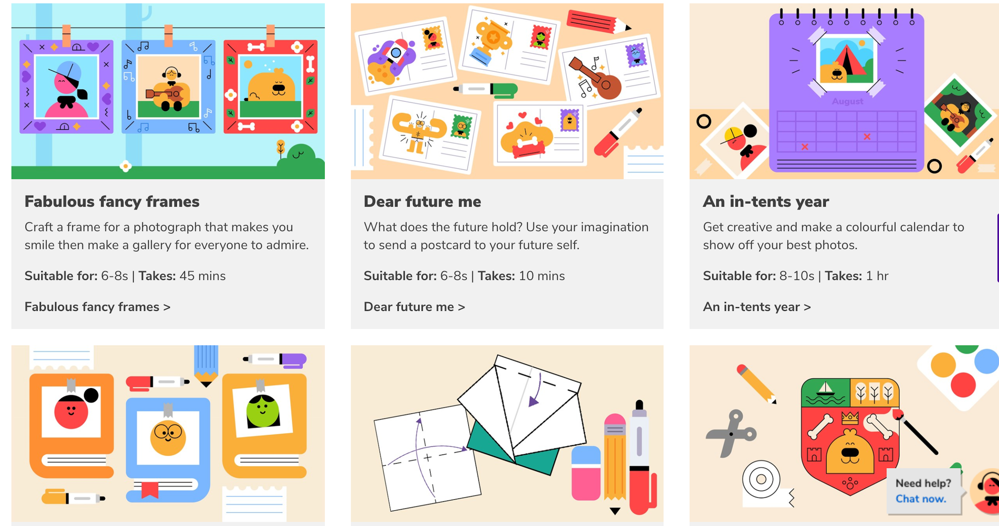 Colourful graphic of scout activities available online for children stuck at home under quarantine