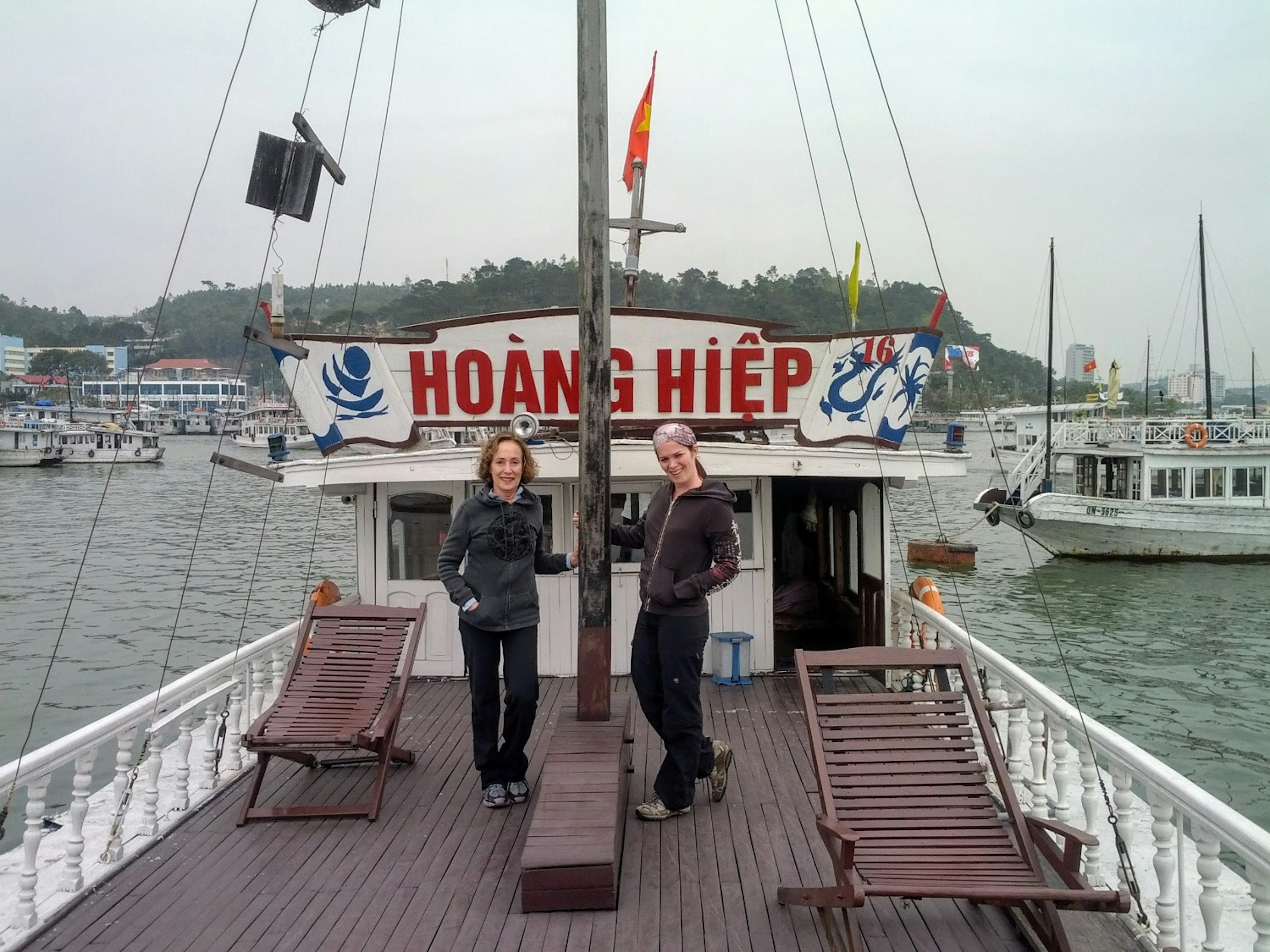 Maxine and Laura DeCook on a boat in Vietnam