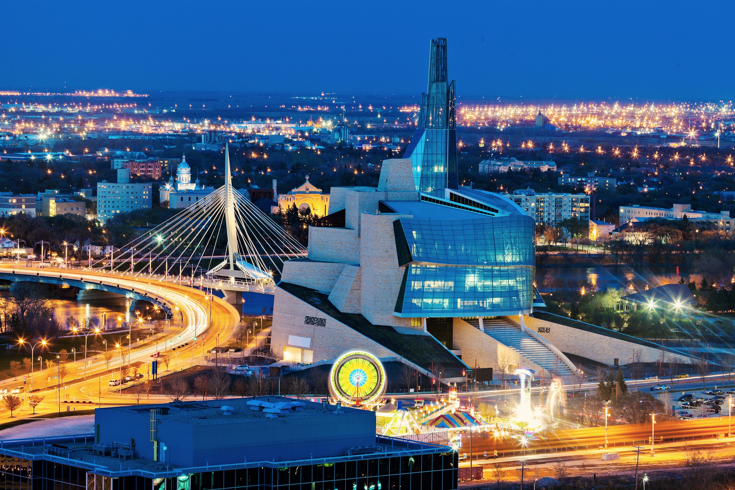 Winnipeg panorama at sunset. Winnipeg, Manitoba, Canada