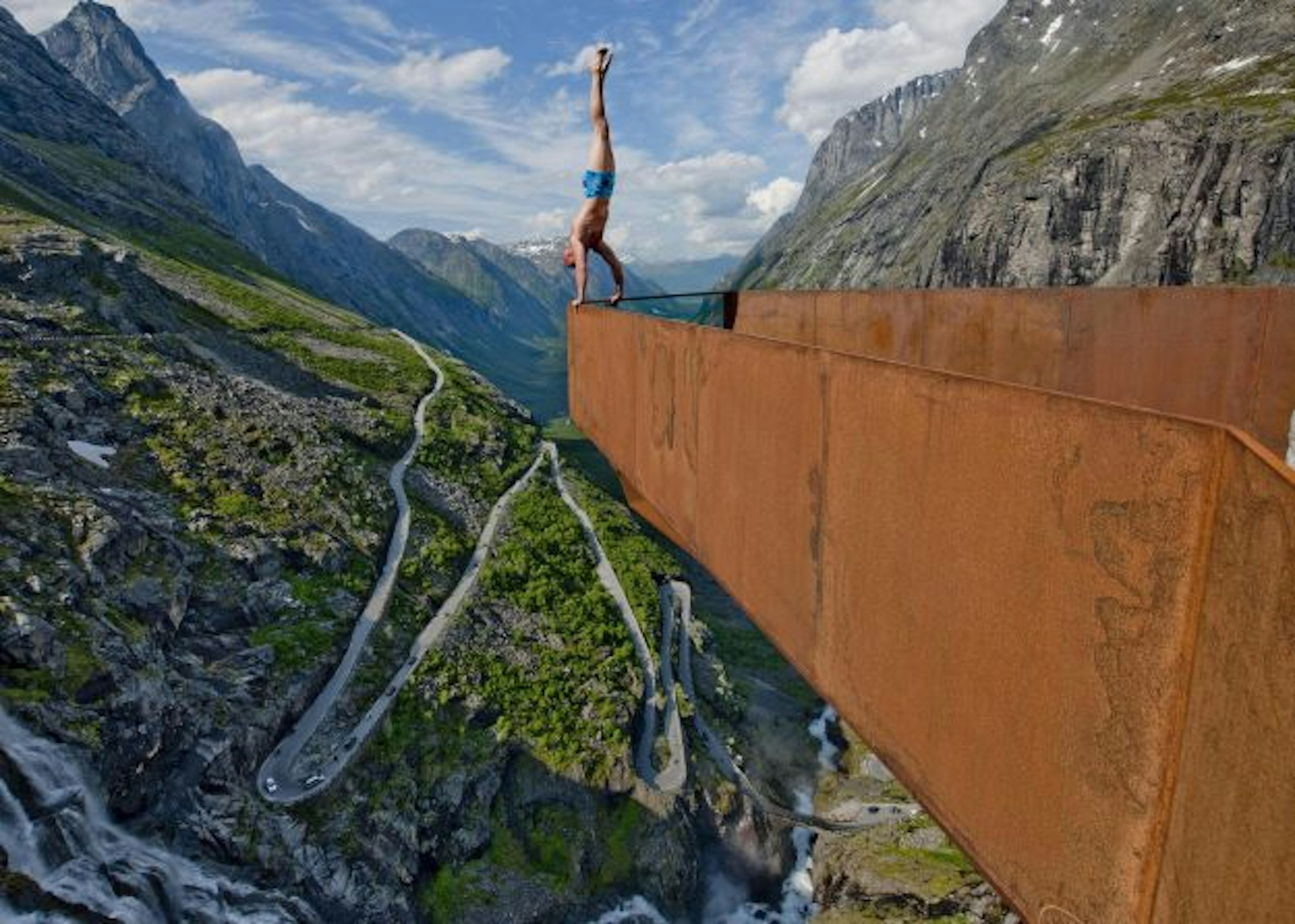 Eskil performing at the look out over Trollstigen on in Norway.