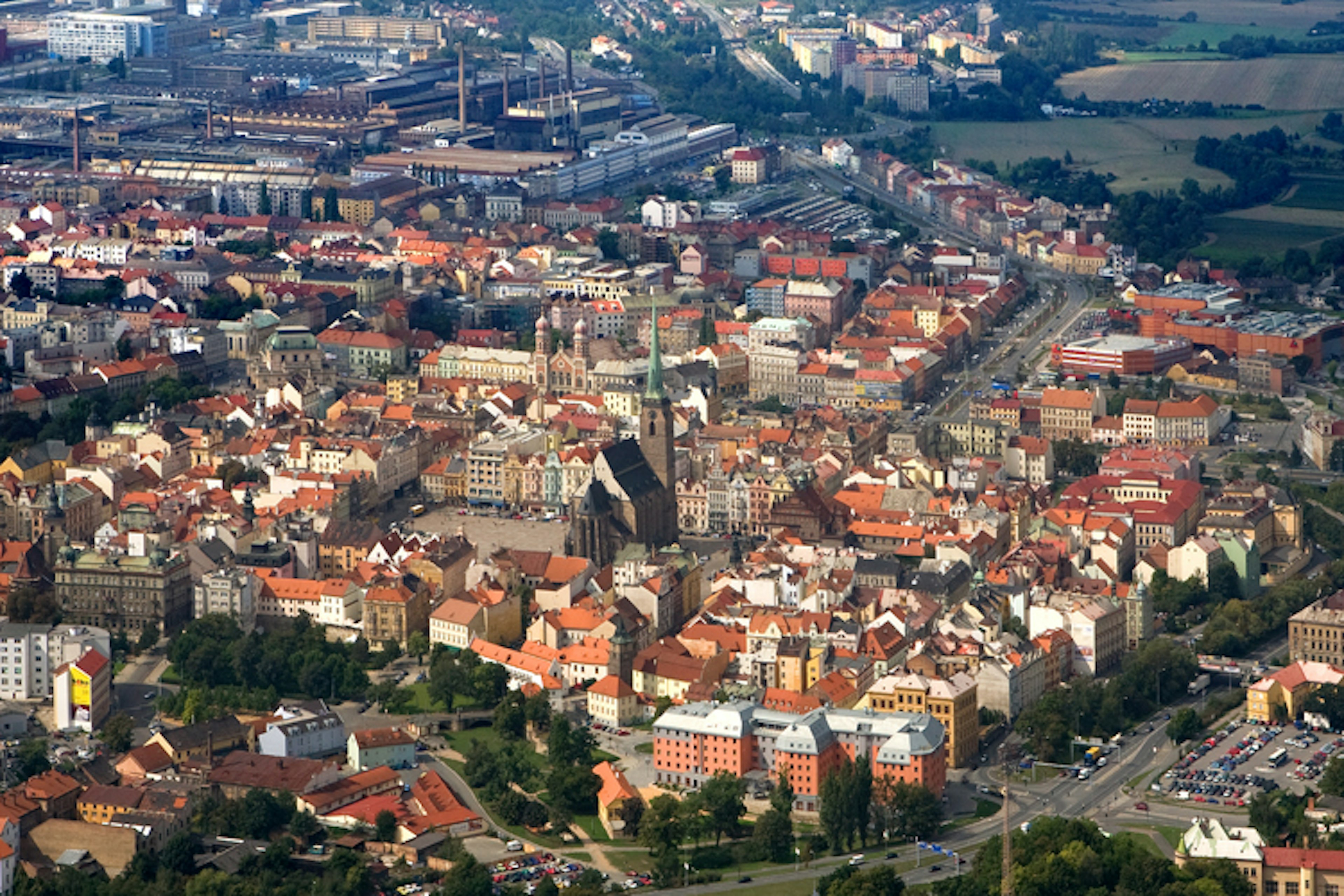 An aerial view of Plzeň, Capital of Culture, but more importantly, birthplace of beer. Image courtesy of visitpilsen.eu.