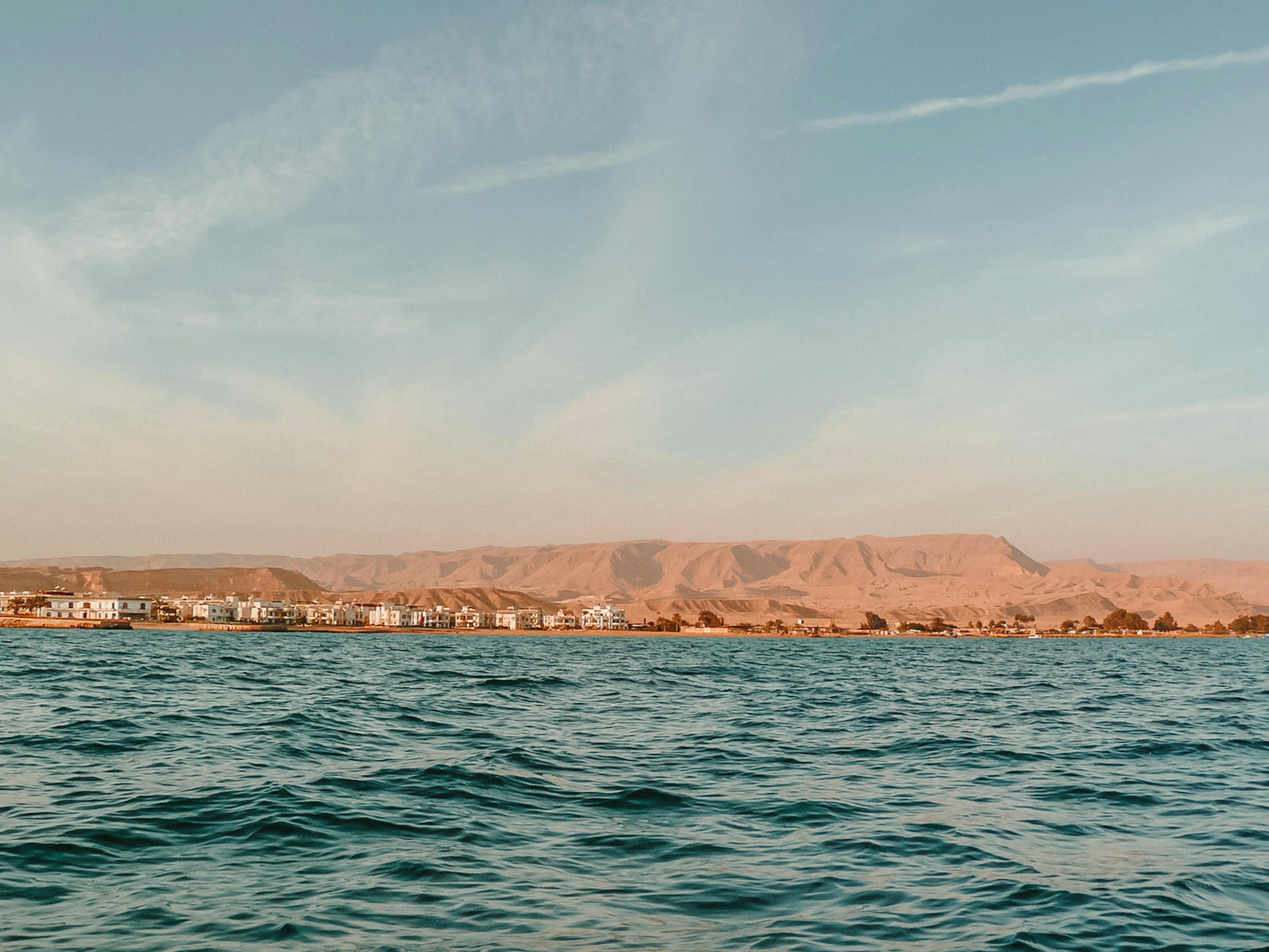 Skyline of Ain El Sokhna by the waters of the Suez Gulf, Egypt