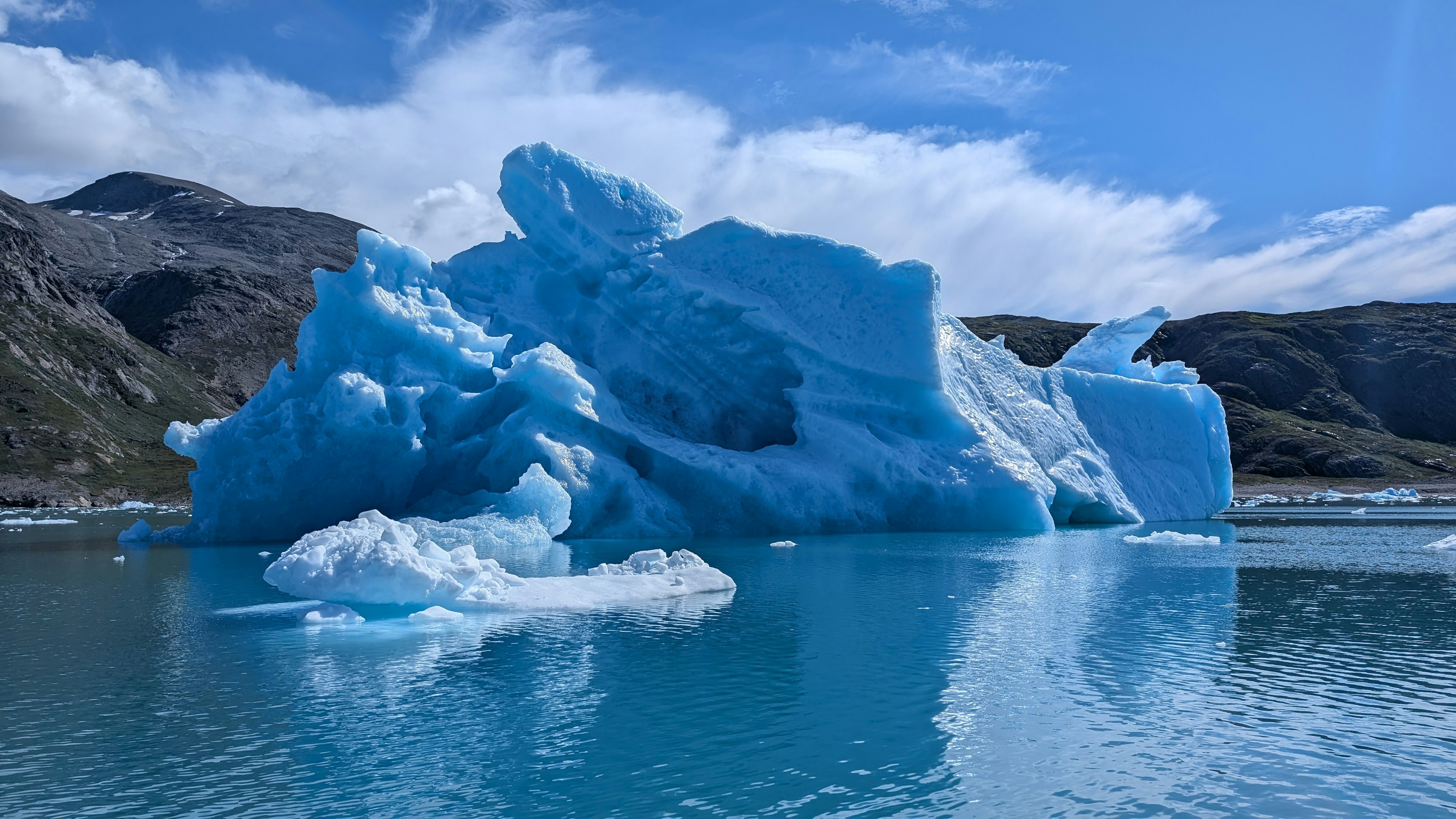 An ancient iceberg with blue coloring