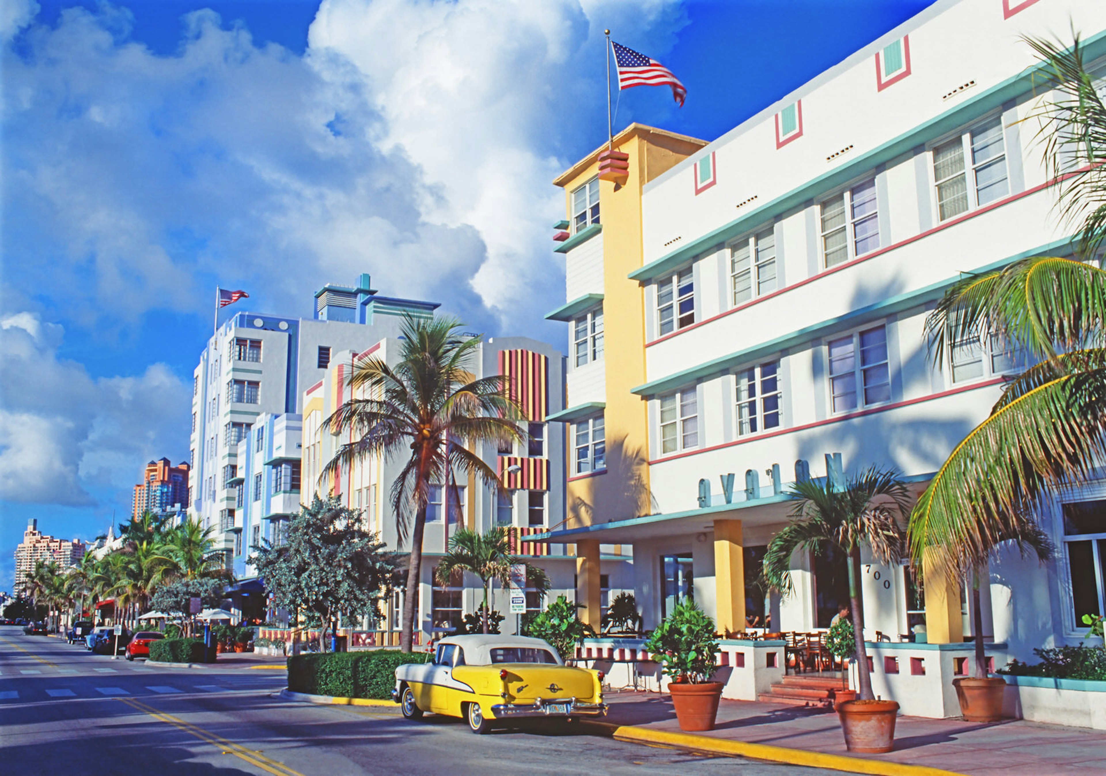 Ocean Drive in South Beach is a prime example of the art deco architecture style