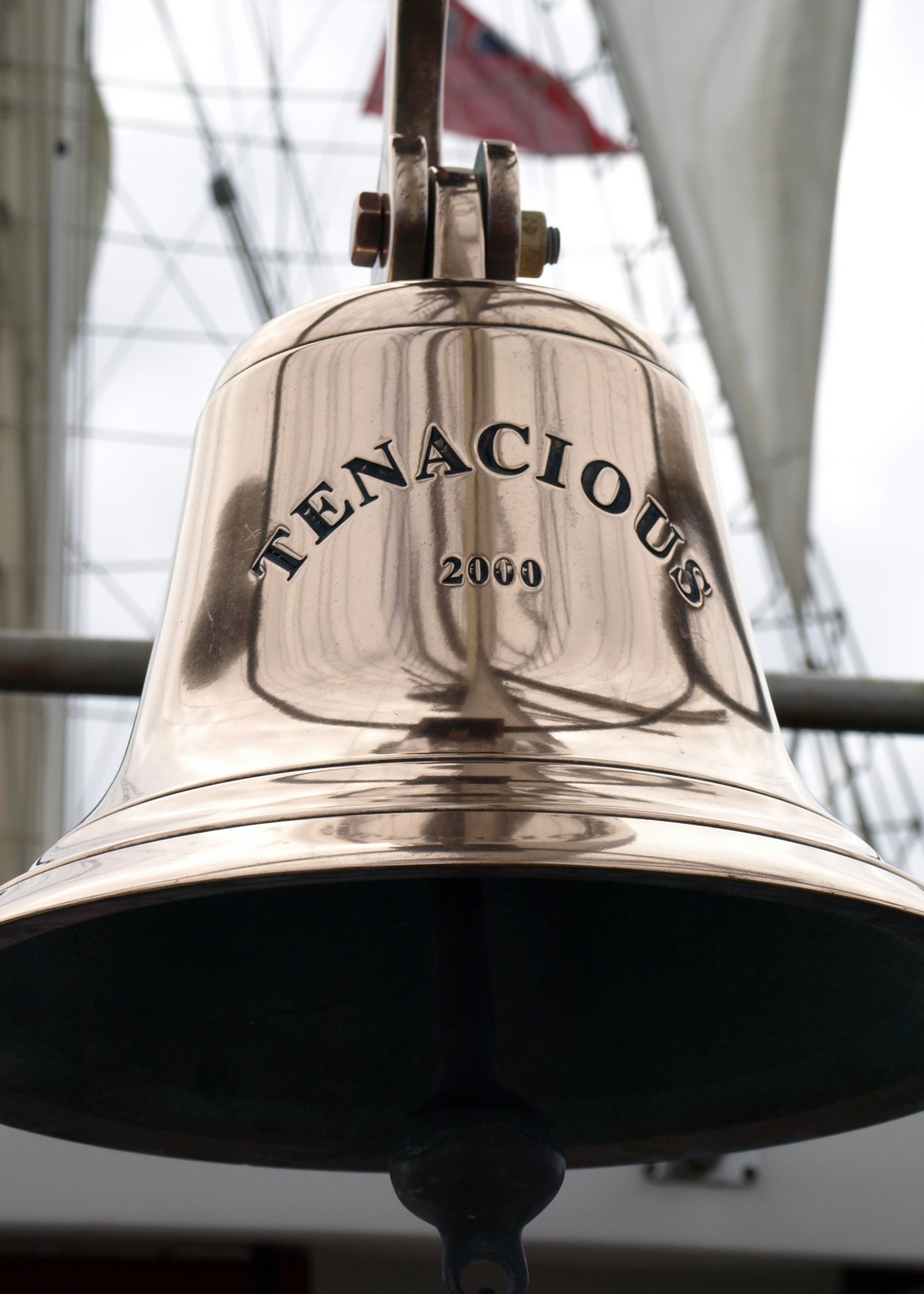 The brass bell of the SV Tenacious