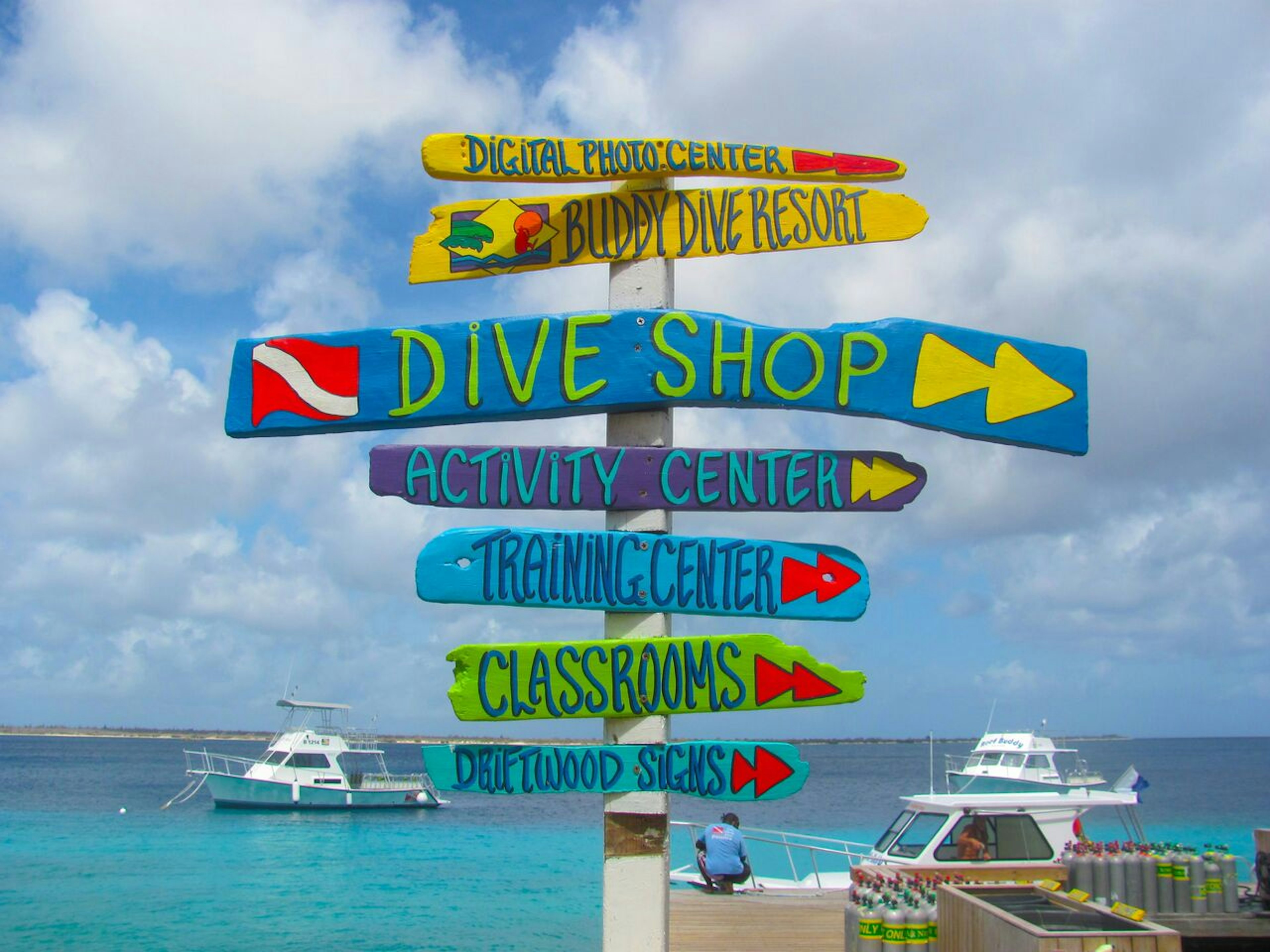 A sign shows the many activities Bonaire has for divers of all experience levels Ethan Gelber/Lonely Planet