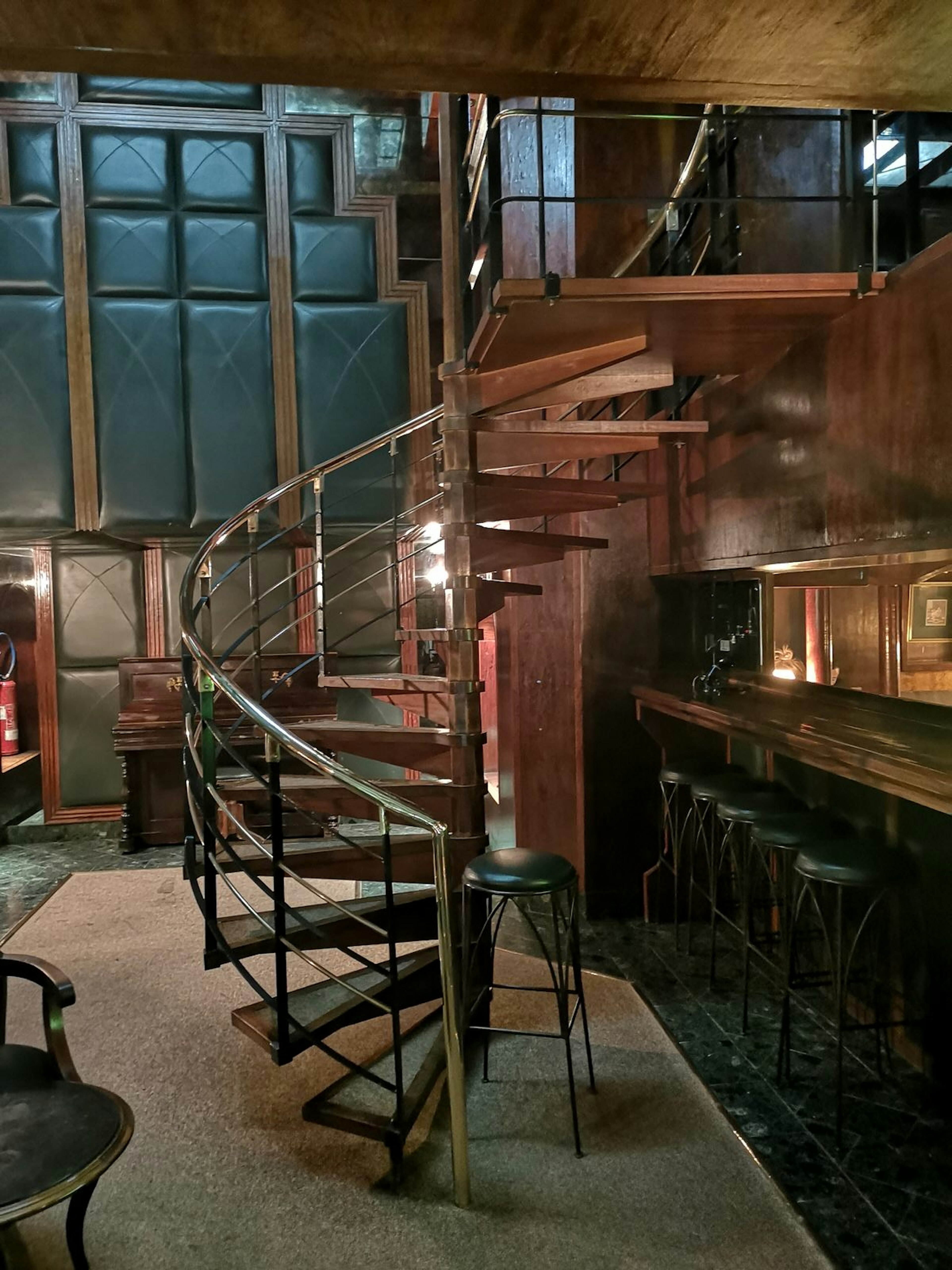 Interior spiral stairs at Chesterfield Pub, Marrakesh, Morocco