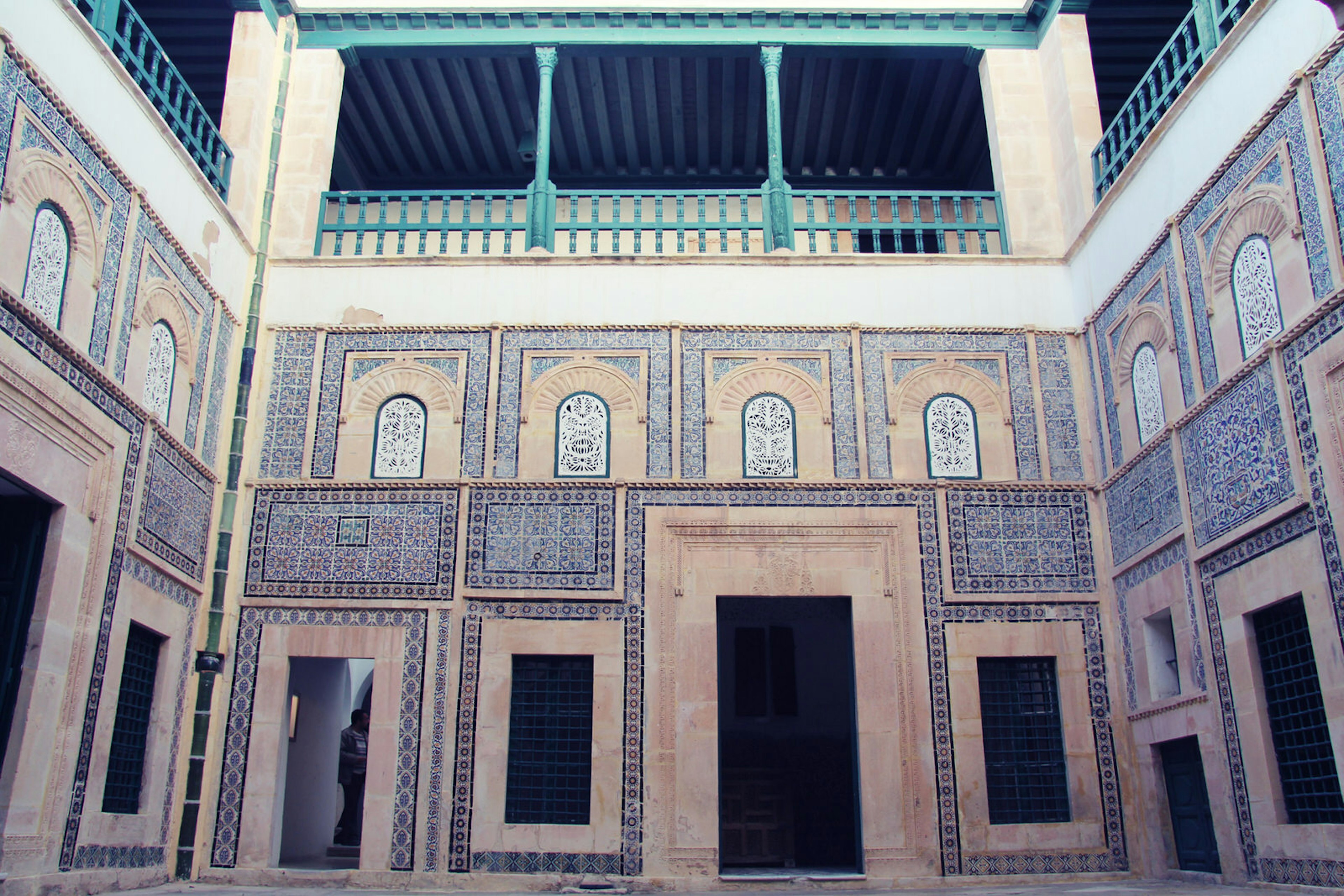 Traditional and tiled interior of Dar Jellouli, one of the oldest houses in the medina in Sfax, Tunisia