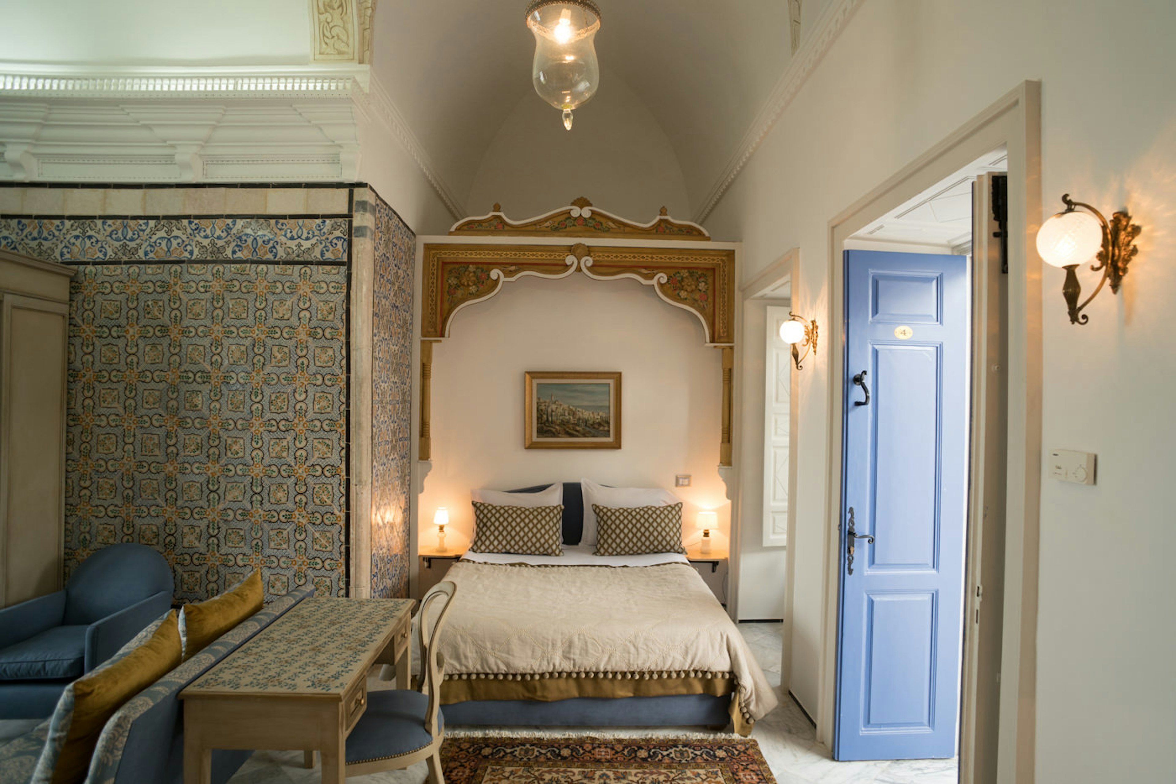 Interior of a room at Dar Said, Sidi Bou Said, Tunisia © Dar Said