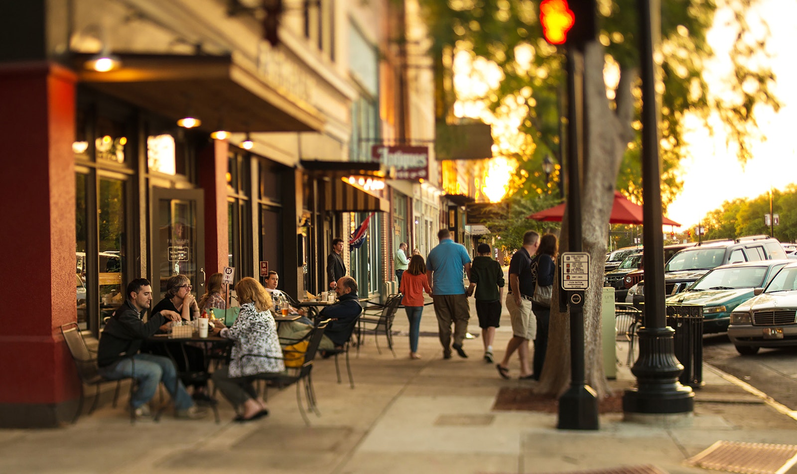 People strolling down Broad St in Augusta Georgia