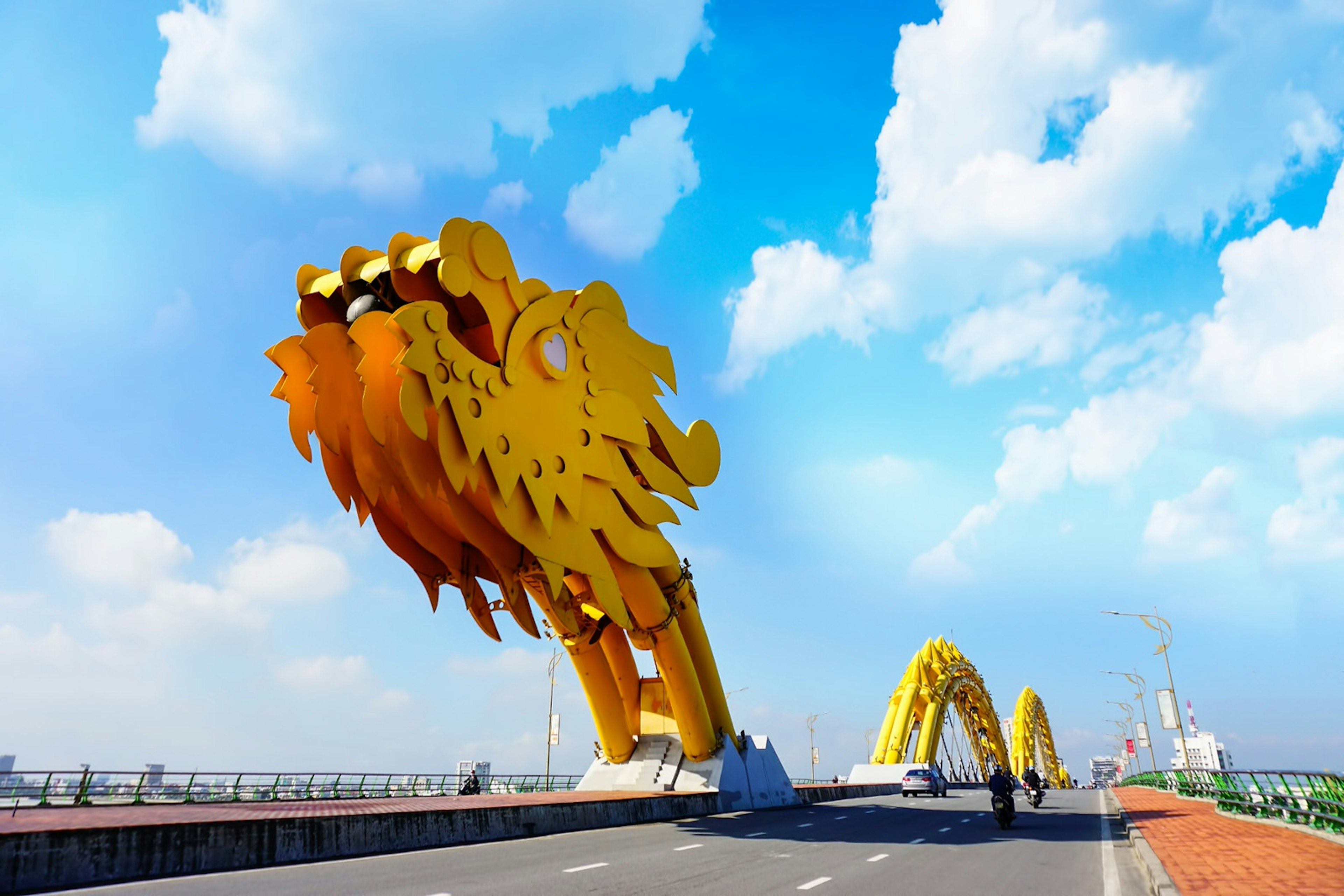 Danang's Dragon Bridge on a cloudy day