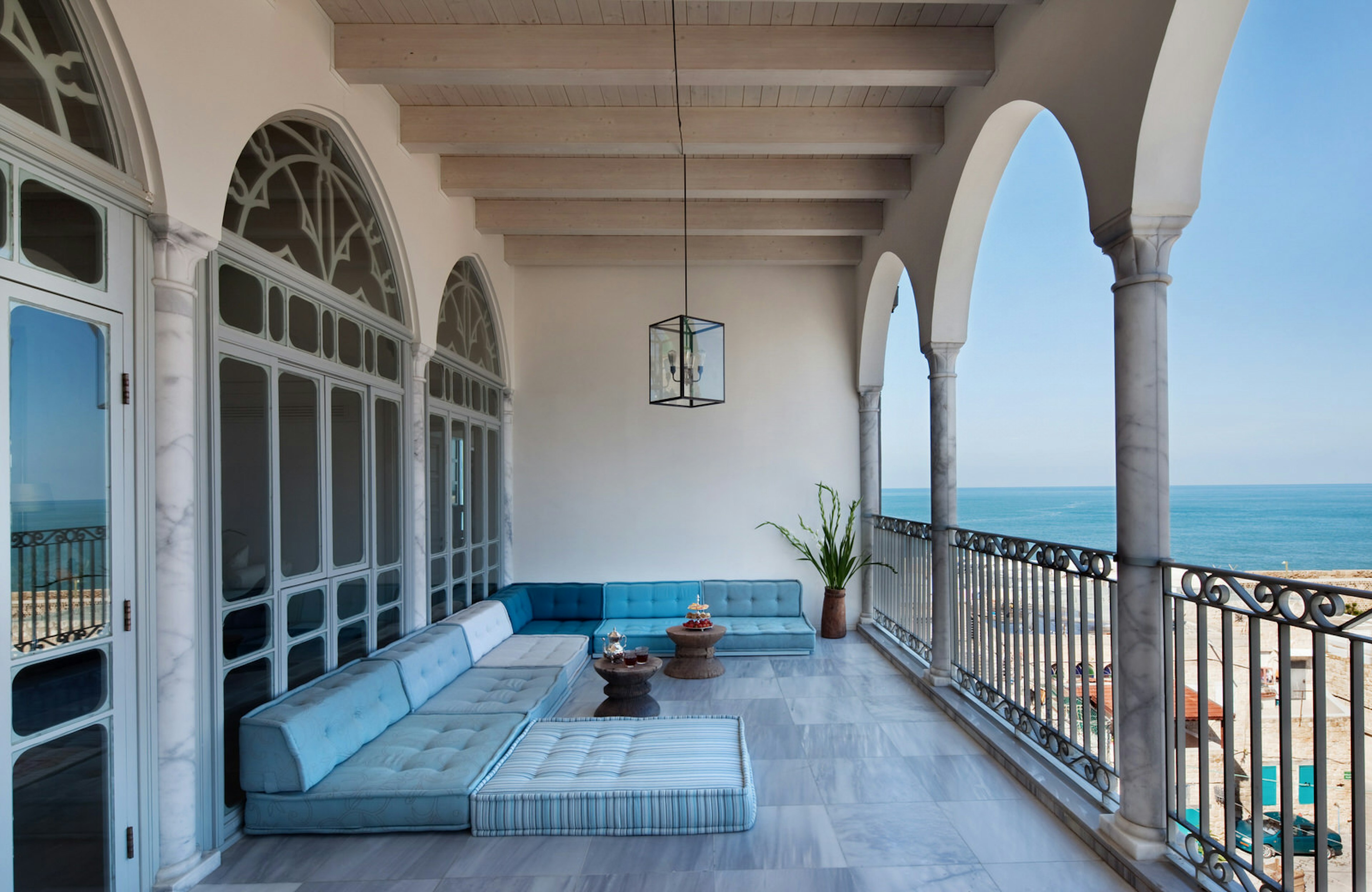 Relaxing outdoor patio at the Efendi Hotel, Akko, Israel