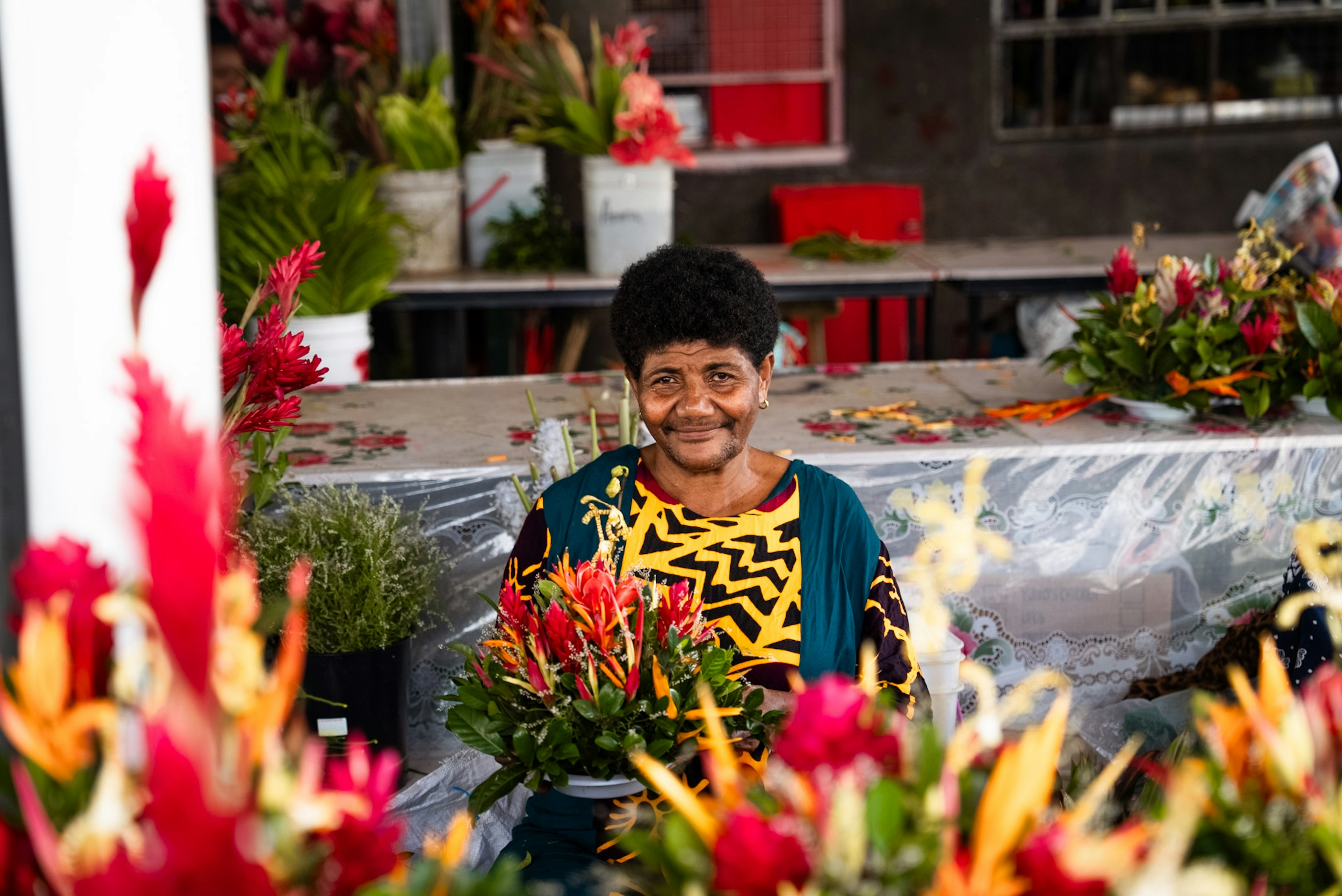 A flower seller in the commercial district in Suva, capital of Fiji. Alipate Laveti for Lonely Planet