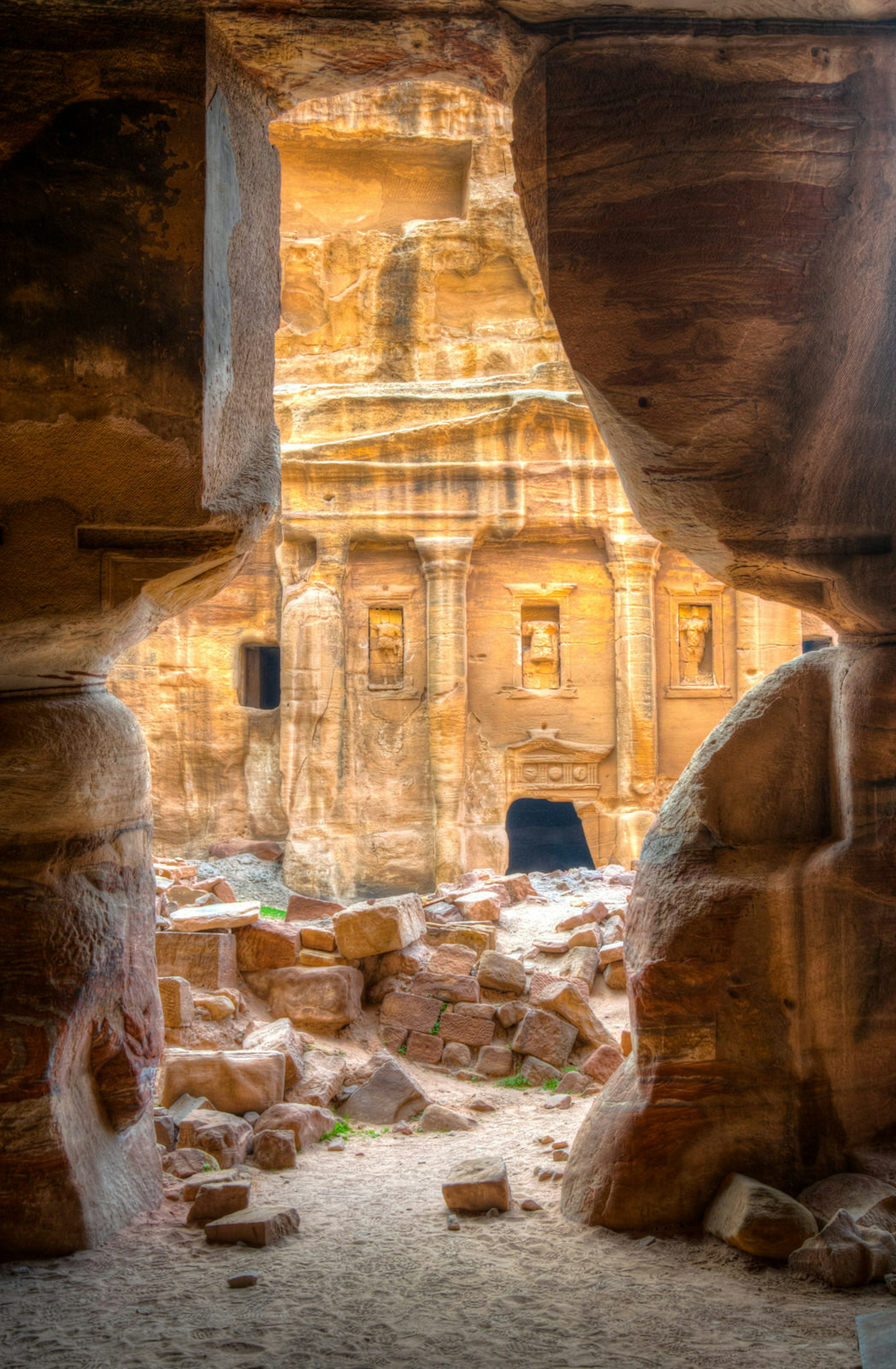 Roman Soldier's tomb viewed from the garden tomb at Petra, Jordan