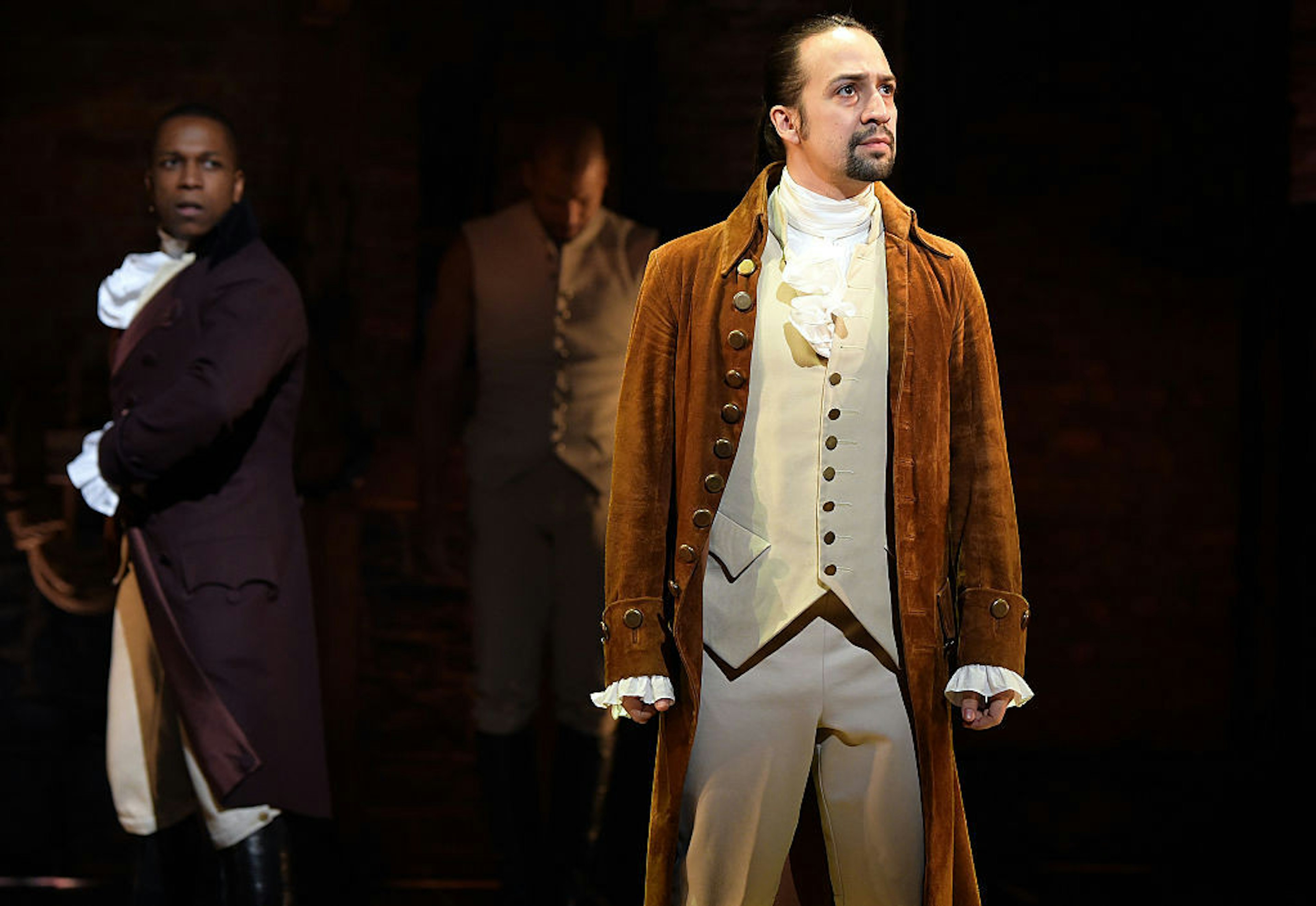 Lin-Manuel Miranda on stage in Hamilton