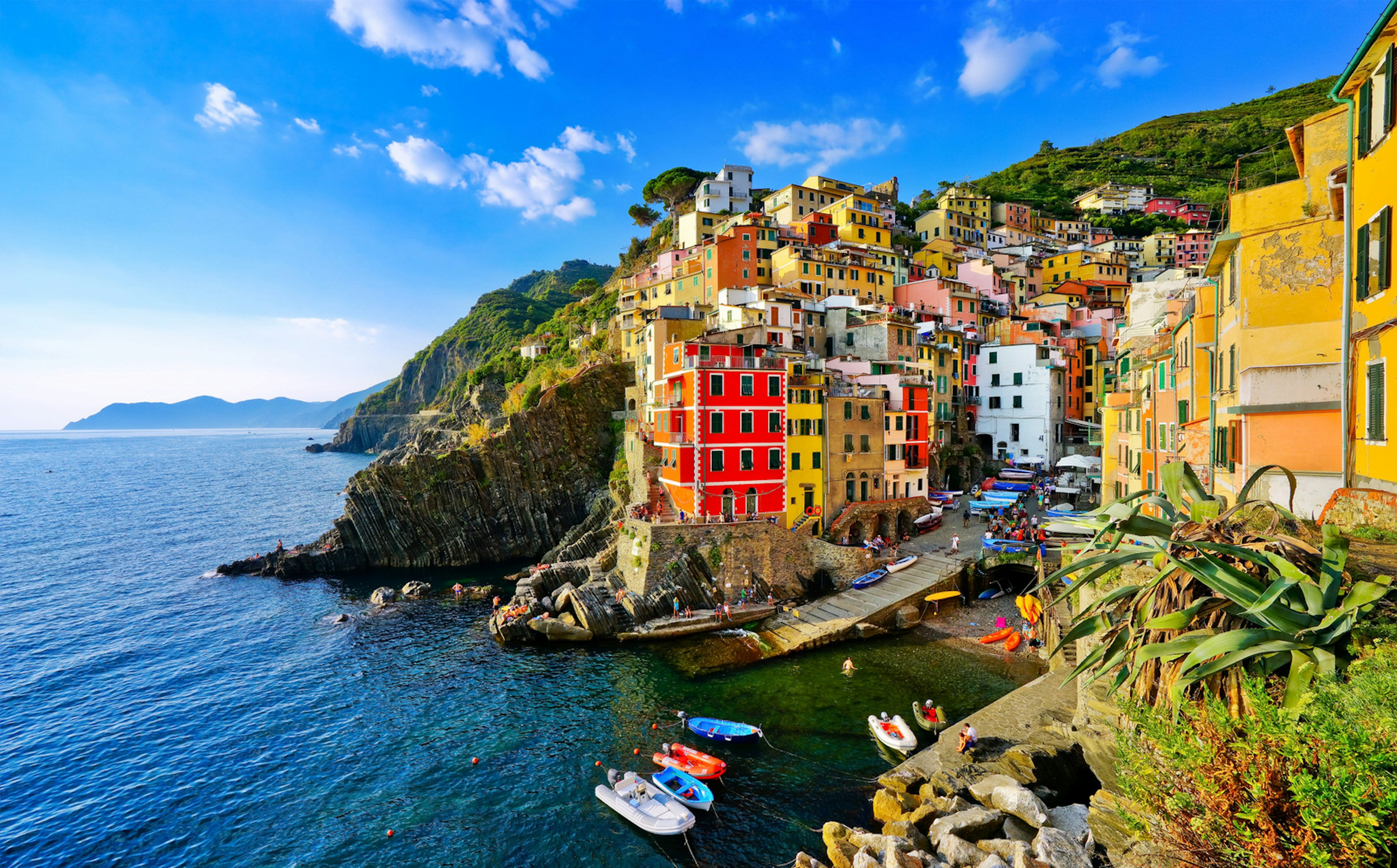 Cinque Terre in the sunshine, Italy.
