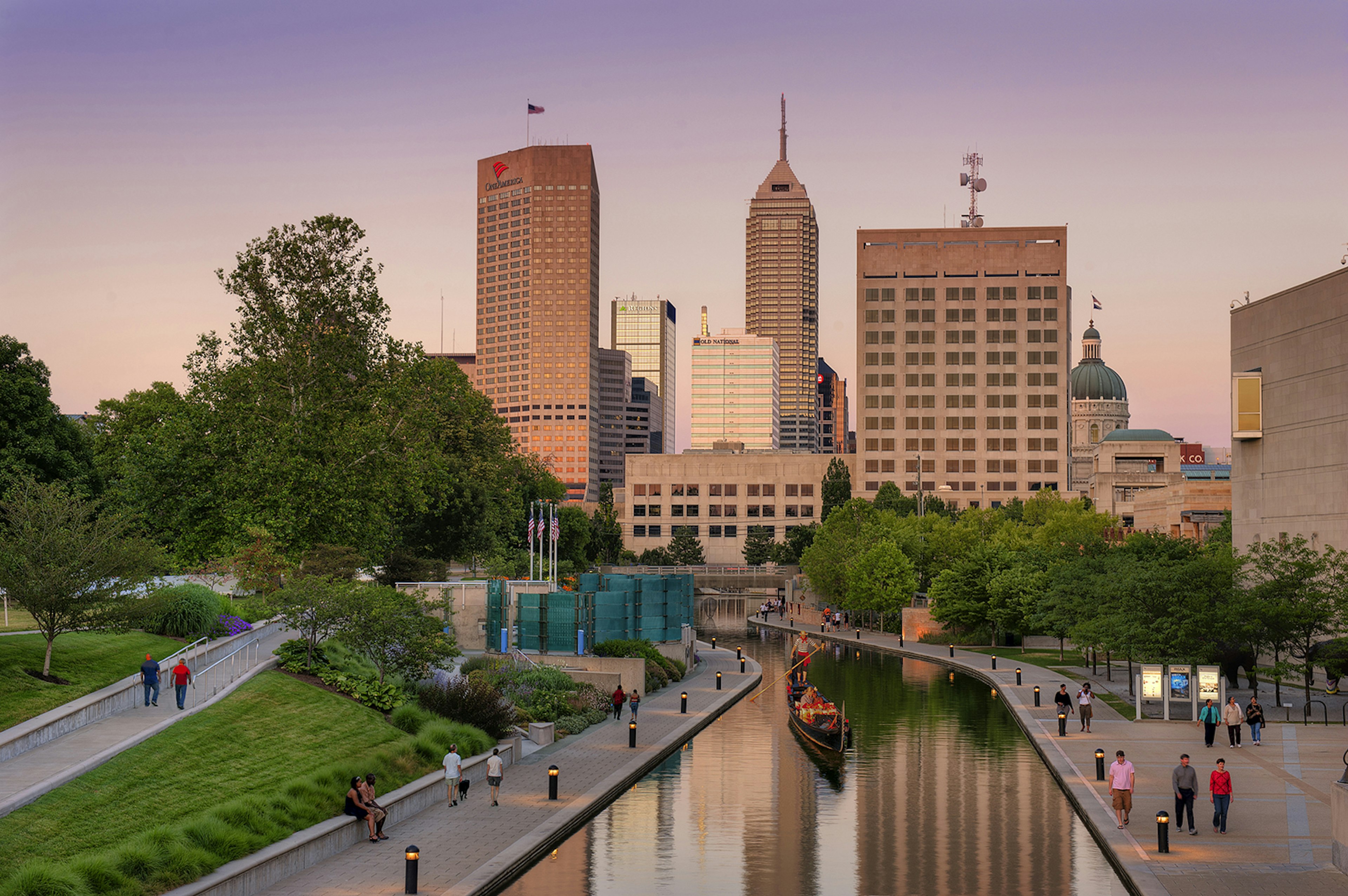 Indianapolis skyline at twilight