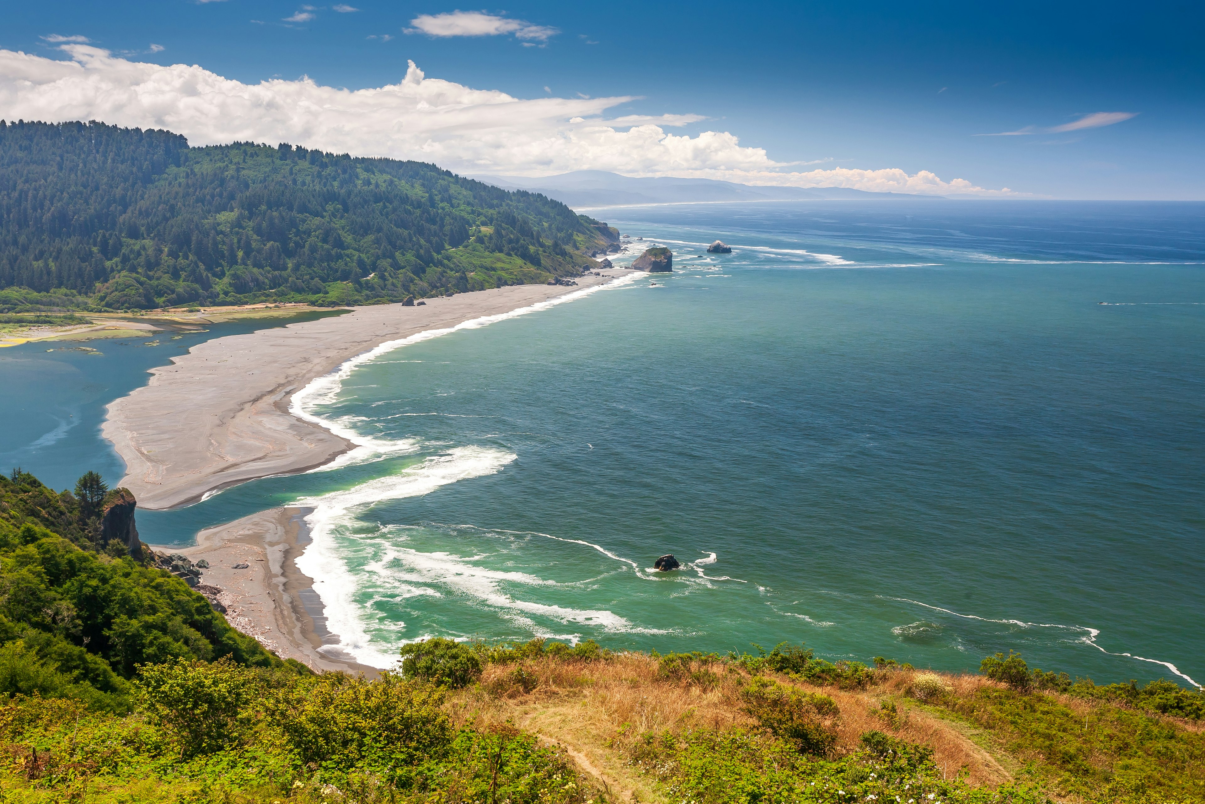 A high-angle view of Klamath River Beach