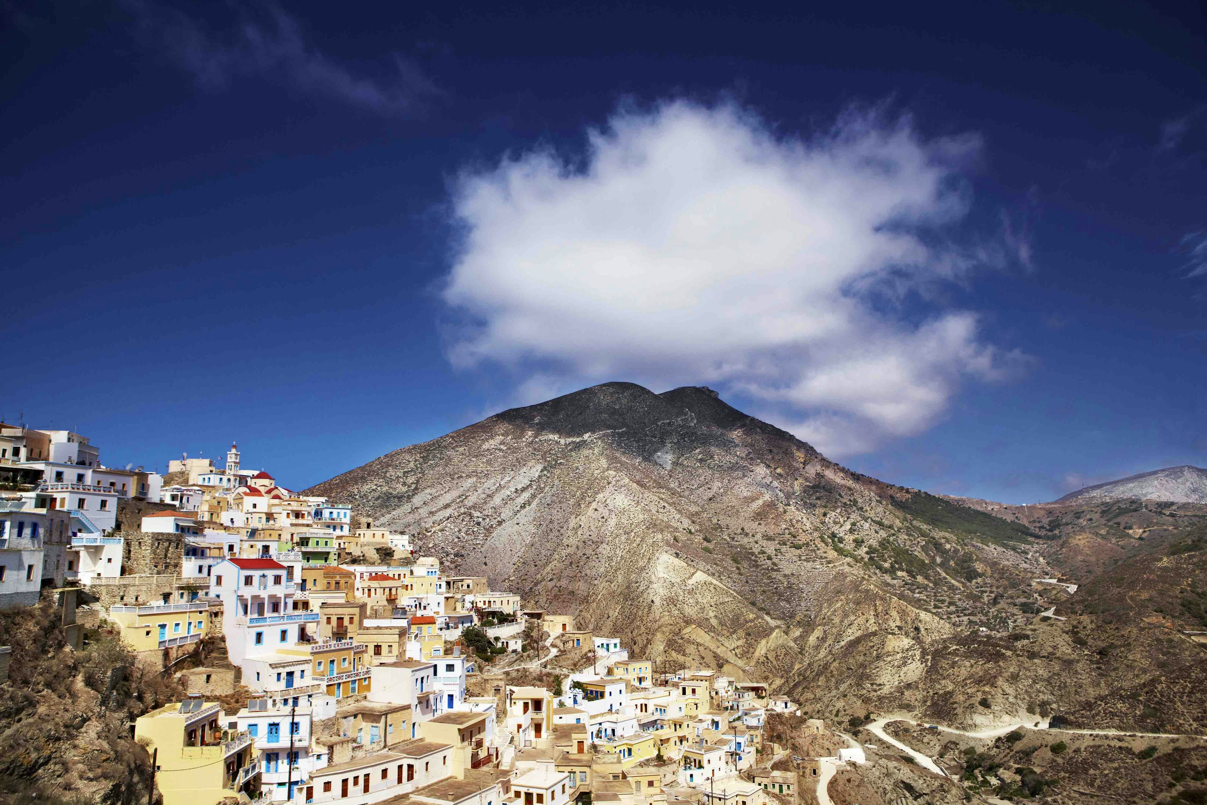 Overview of hillside village of Olympos.
Lonely Planet Traveller Magazine, Issue 30, Dodecanese Islands, Perfect trip