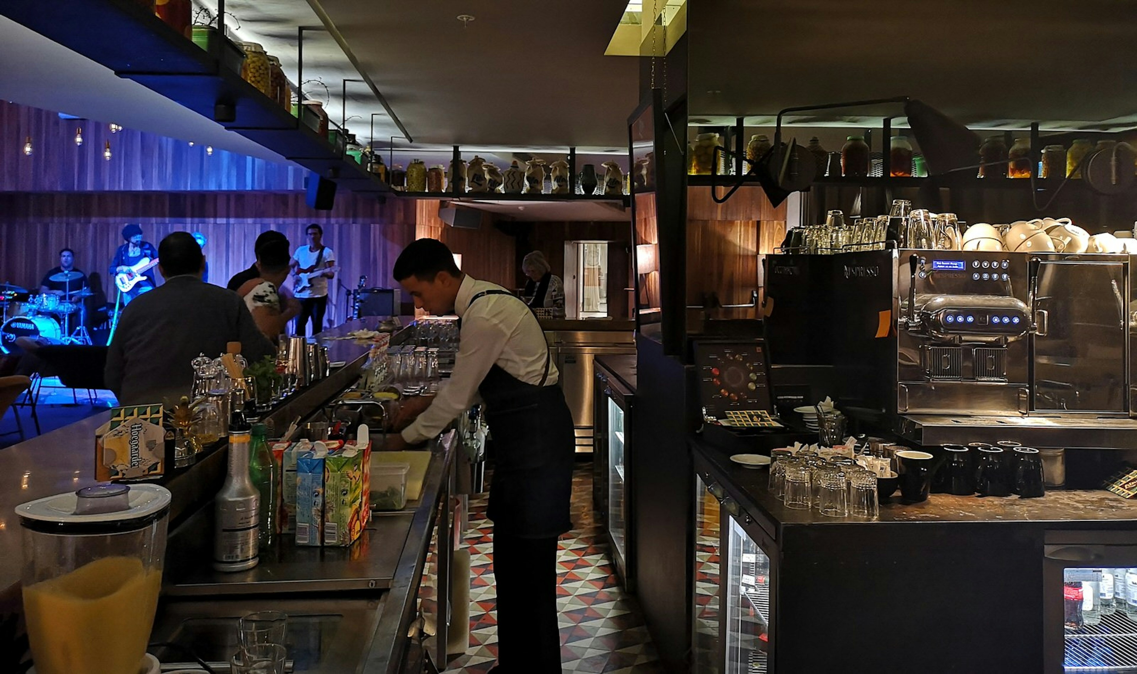 Bartender making cocktails at Lila Bar, Marrakesh, Morocco