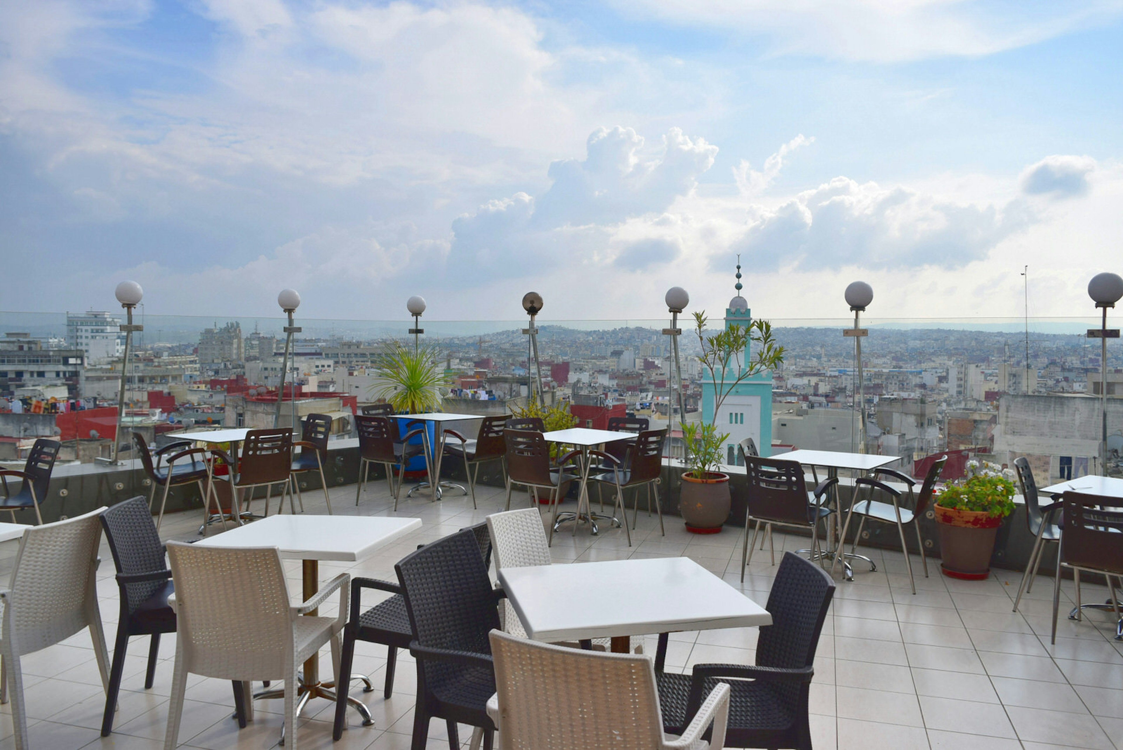 Rooftop terrace cafe at Lux Mall, Tangier, Morocco. Image by Jessica Cherkaoui / Lonely Planet