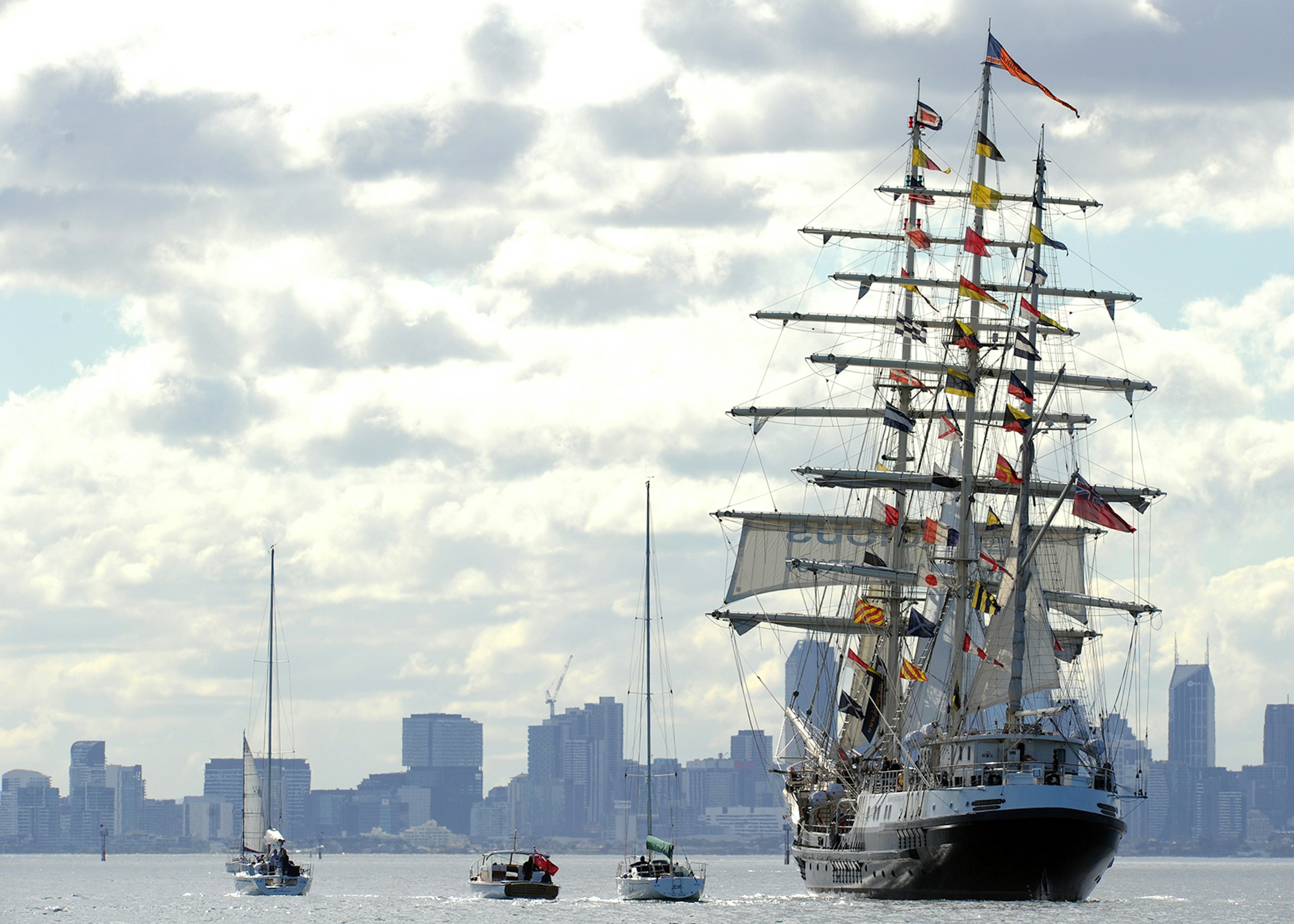 The SV Tenacious approaching Melbourne