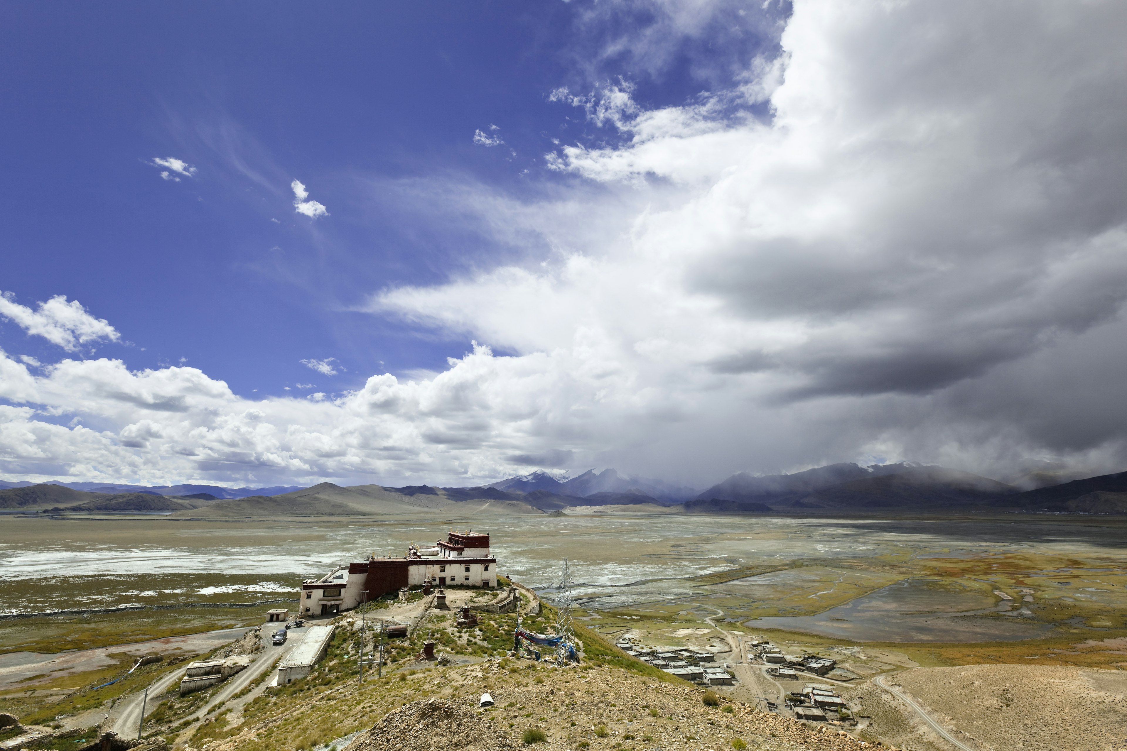 A monastery on a hill.