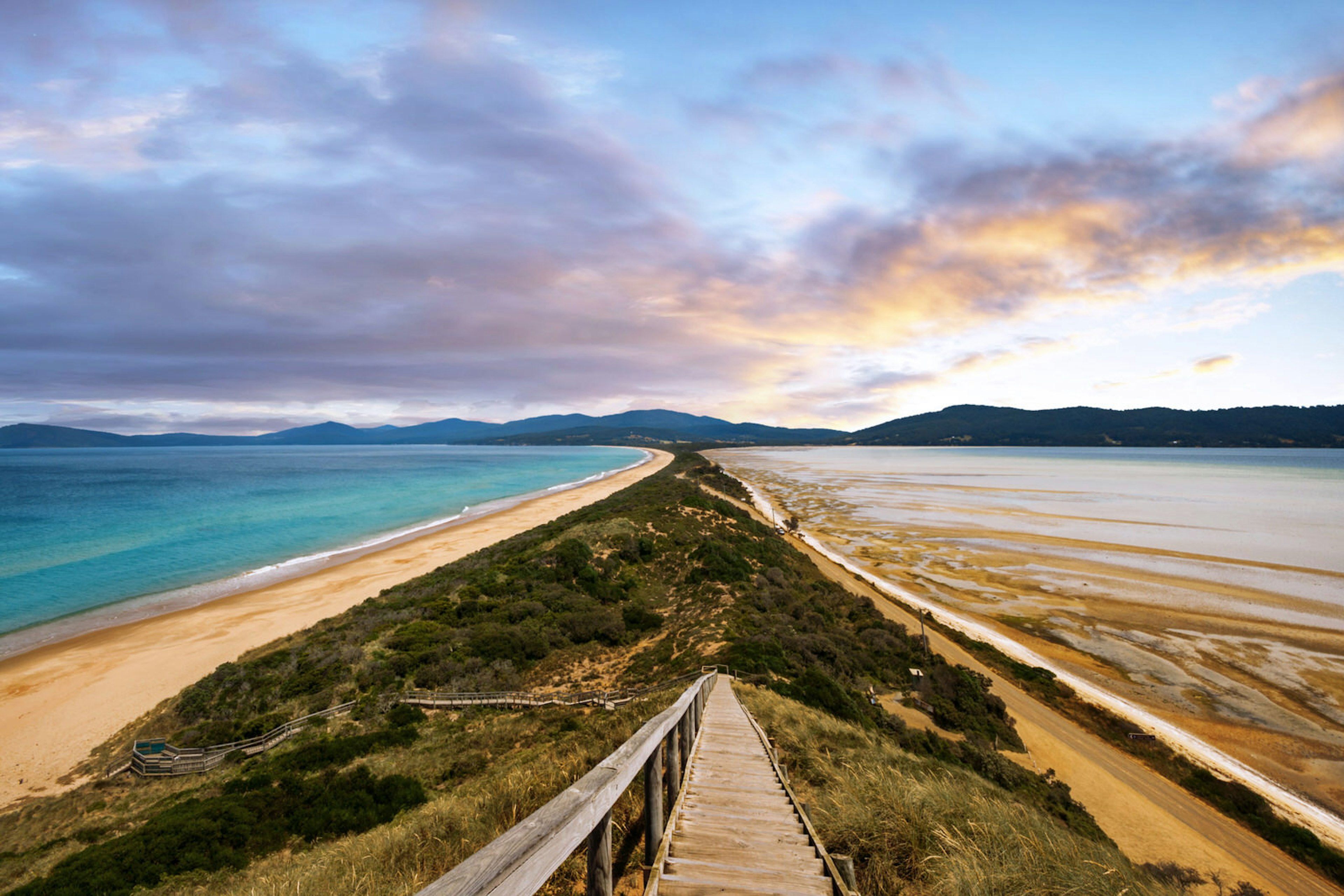 The Neck connects the two halves of Bruny Island separated by the D'Entrecasteaux Channel