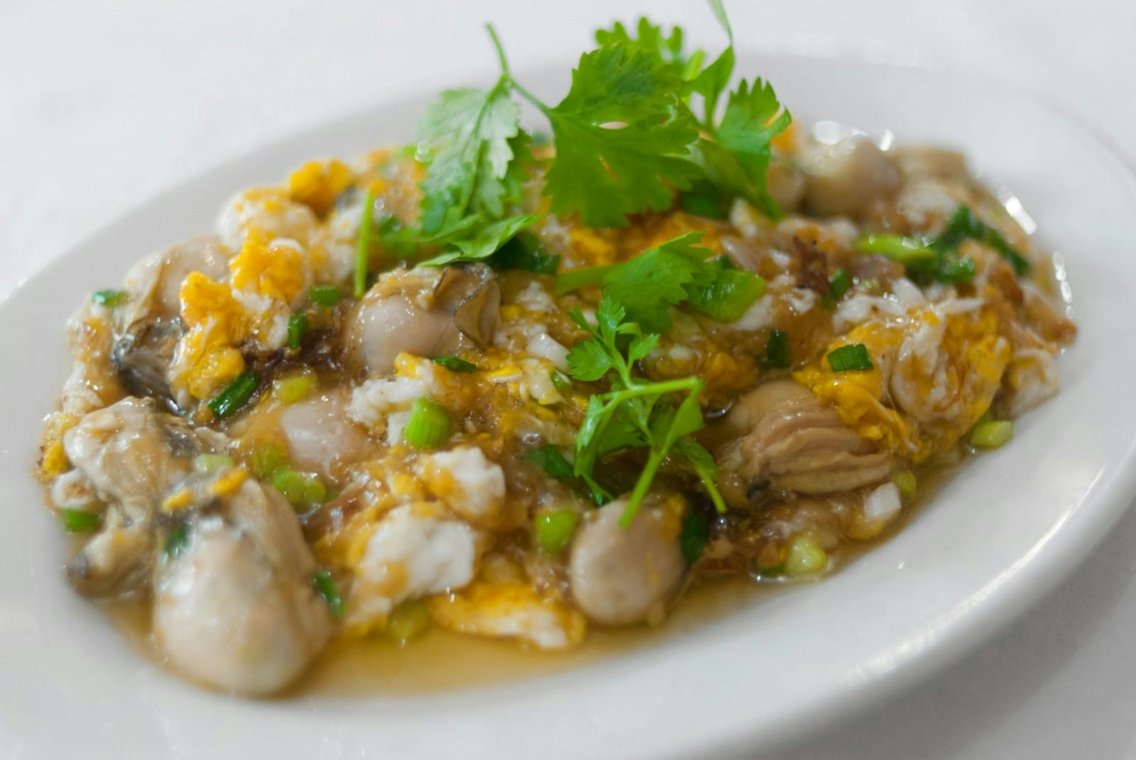 A dish of or sooan, oysters served on a sticky, eggy batter, Bangkok © Austin Bush / Lonely Planet