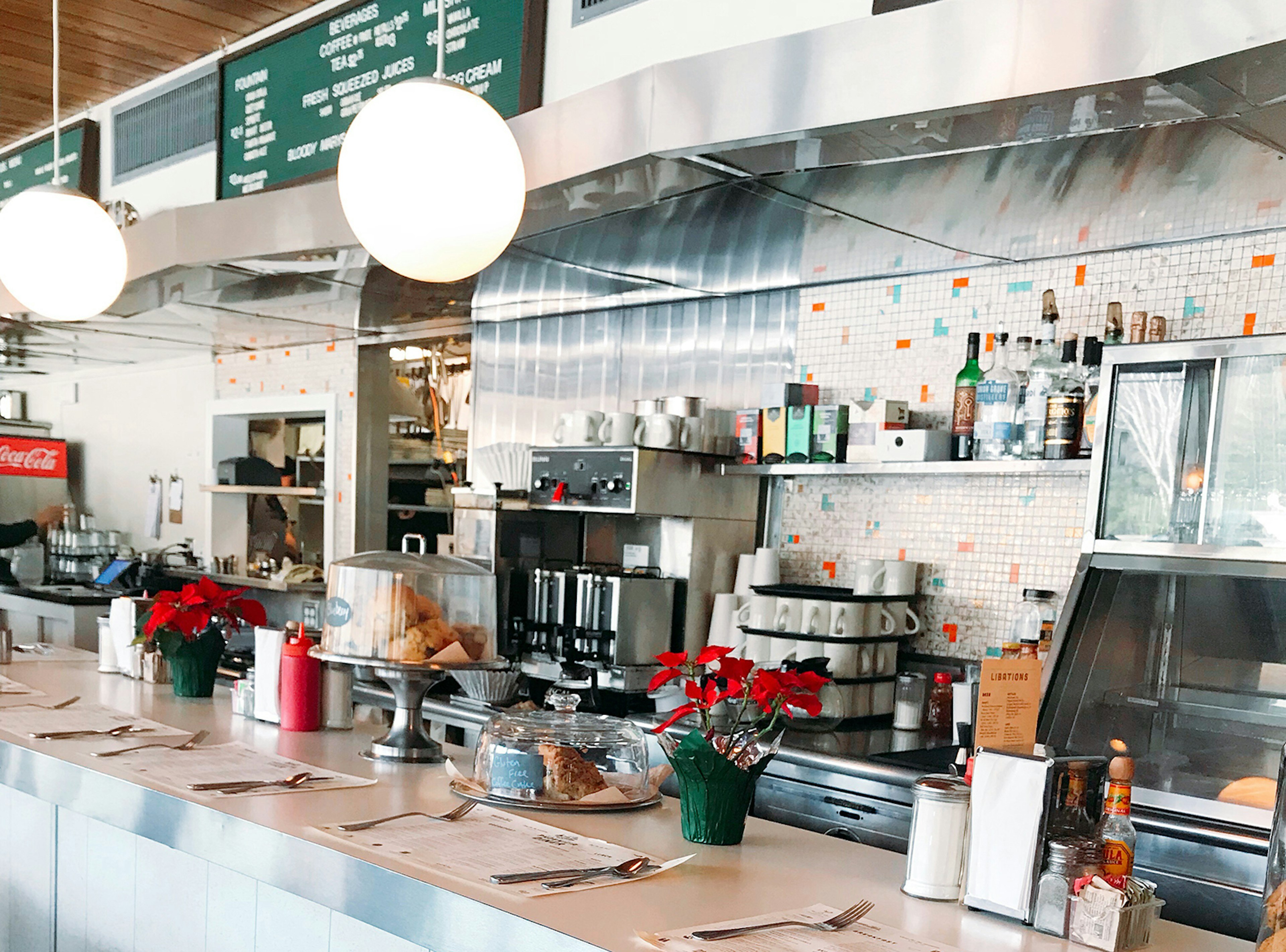 diner counter set for customers