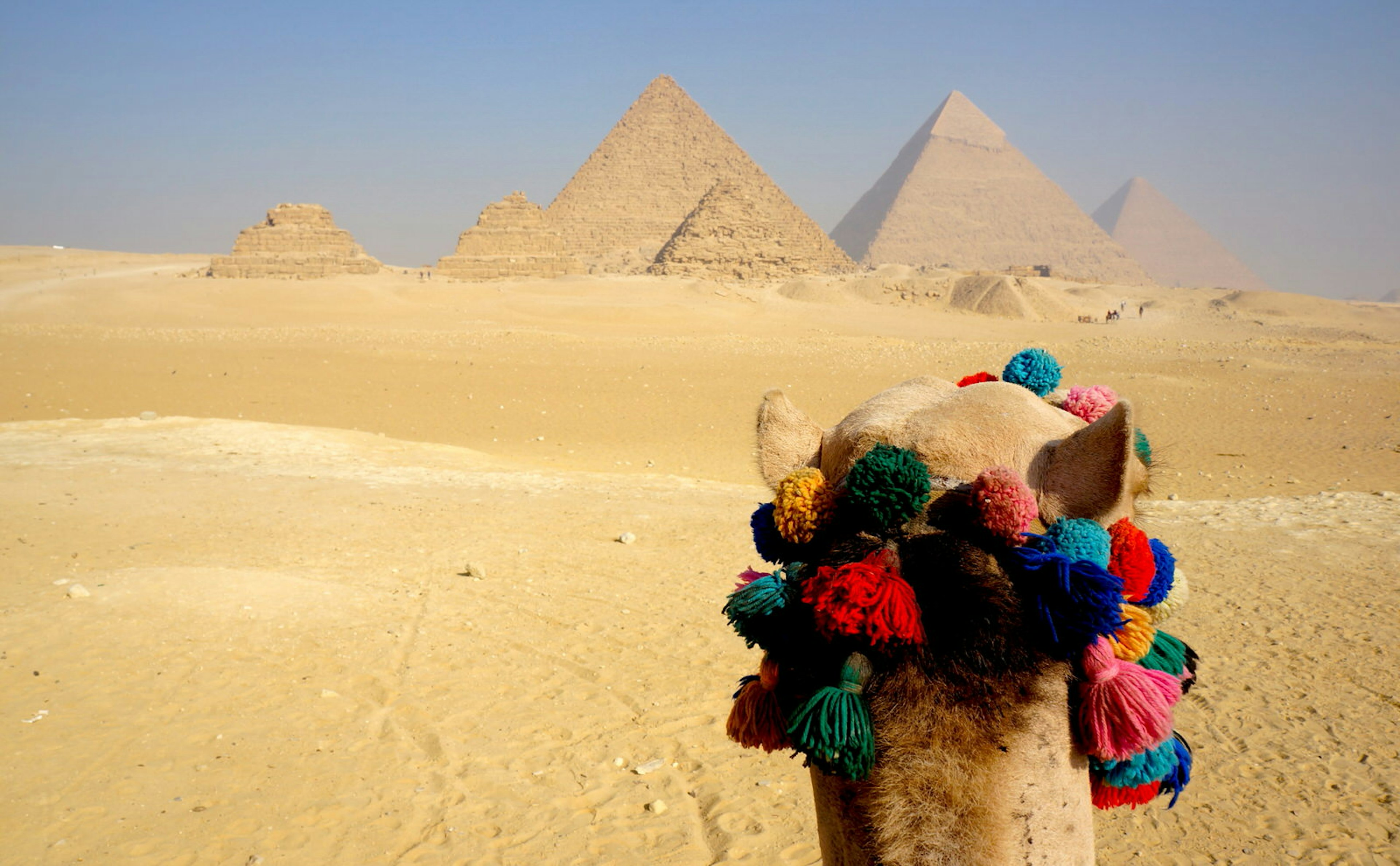 Riding on a camel at the Pyramids of Giza, Cairo, Egypt. Image by Karima Hassan Ragab / Lonely Planet