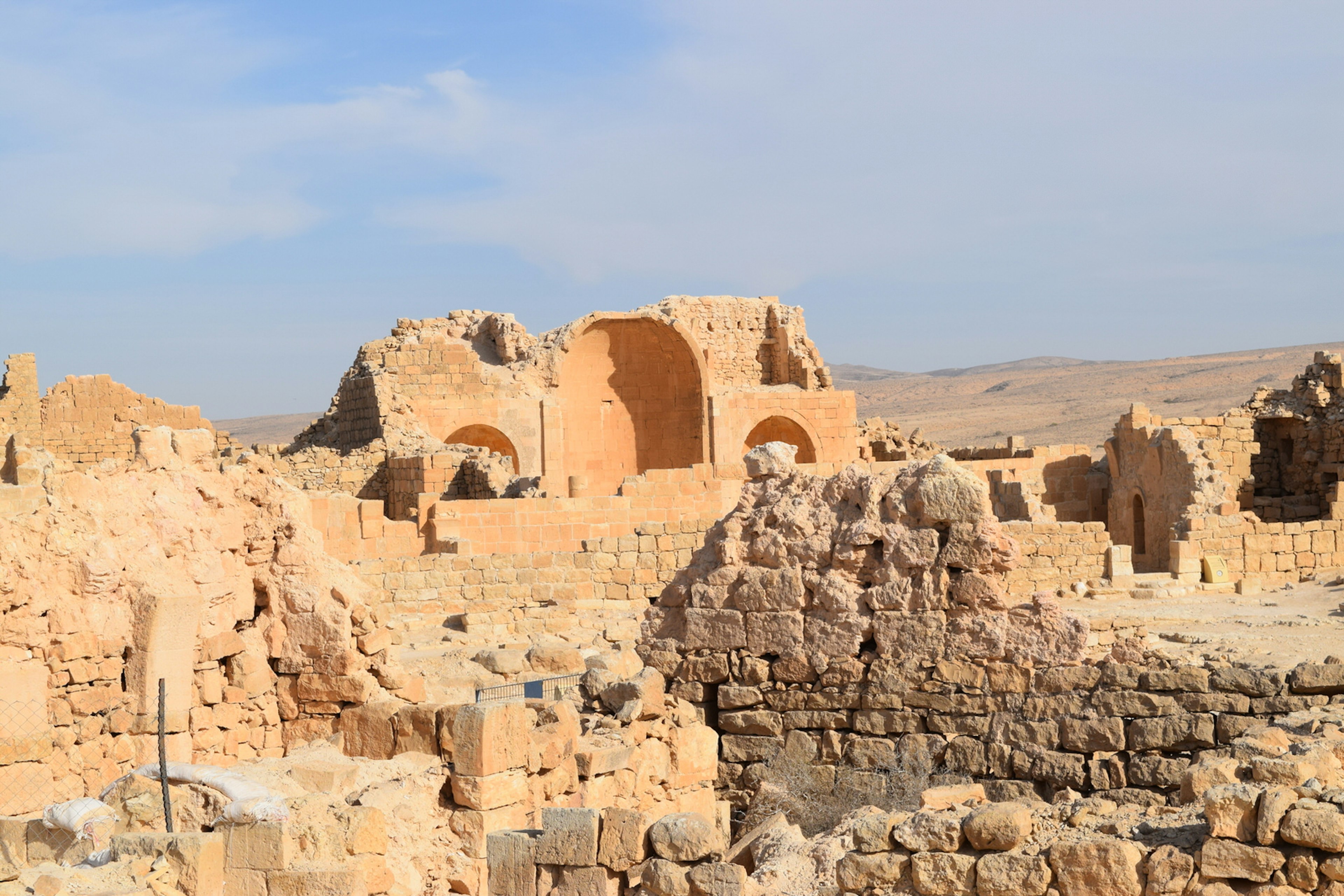 Abandoned ruins of the village of Shivta, Negev desert, Israel