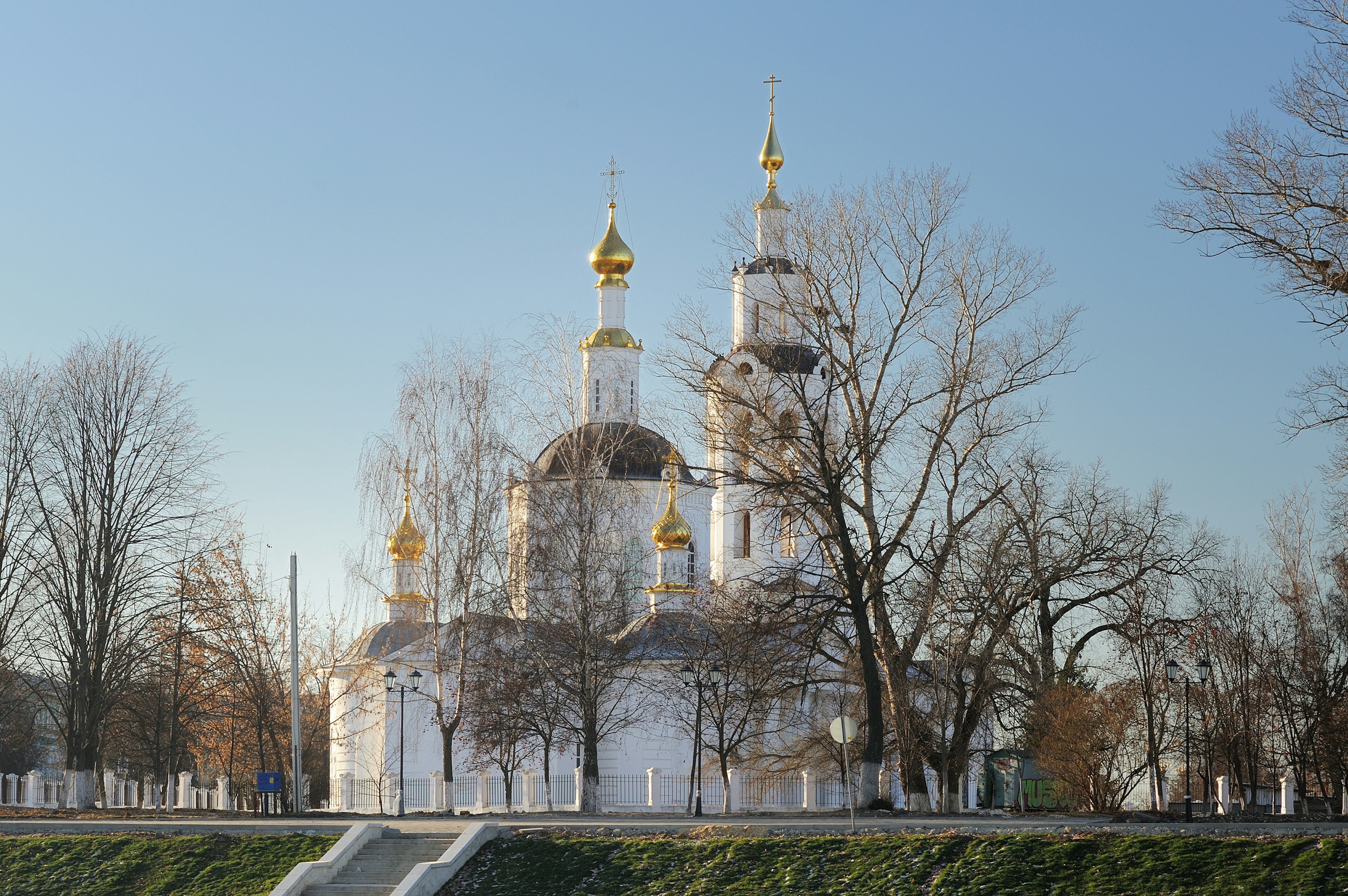 Bogoyavlenskaya church in Orel, Russia in winter horizontal
504343372
Travel, Orthodox Church, Cross, Christianity, Russian Culture, History, Spirituality, White, Blue, Old, Famous Place, Architecture, Urban Scene, Outdoors, Russia, Tree, Day, Winter, Landscape, Sky, Dome, Church, Temple - Building, Built Structure, City, orel, Orthodox