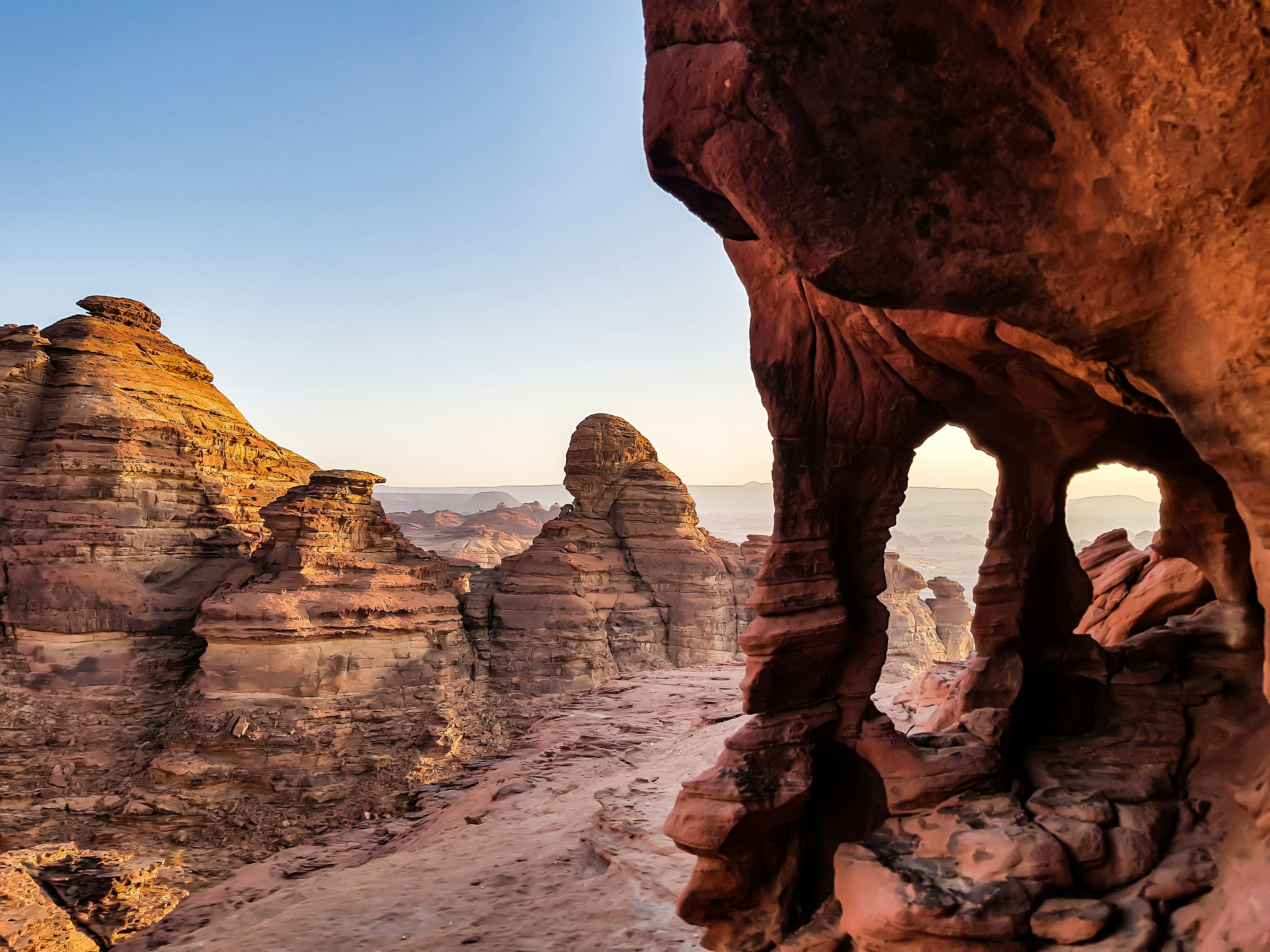 Rock formations in the red desert.