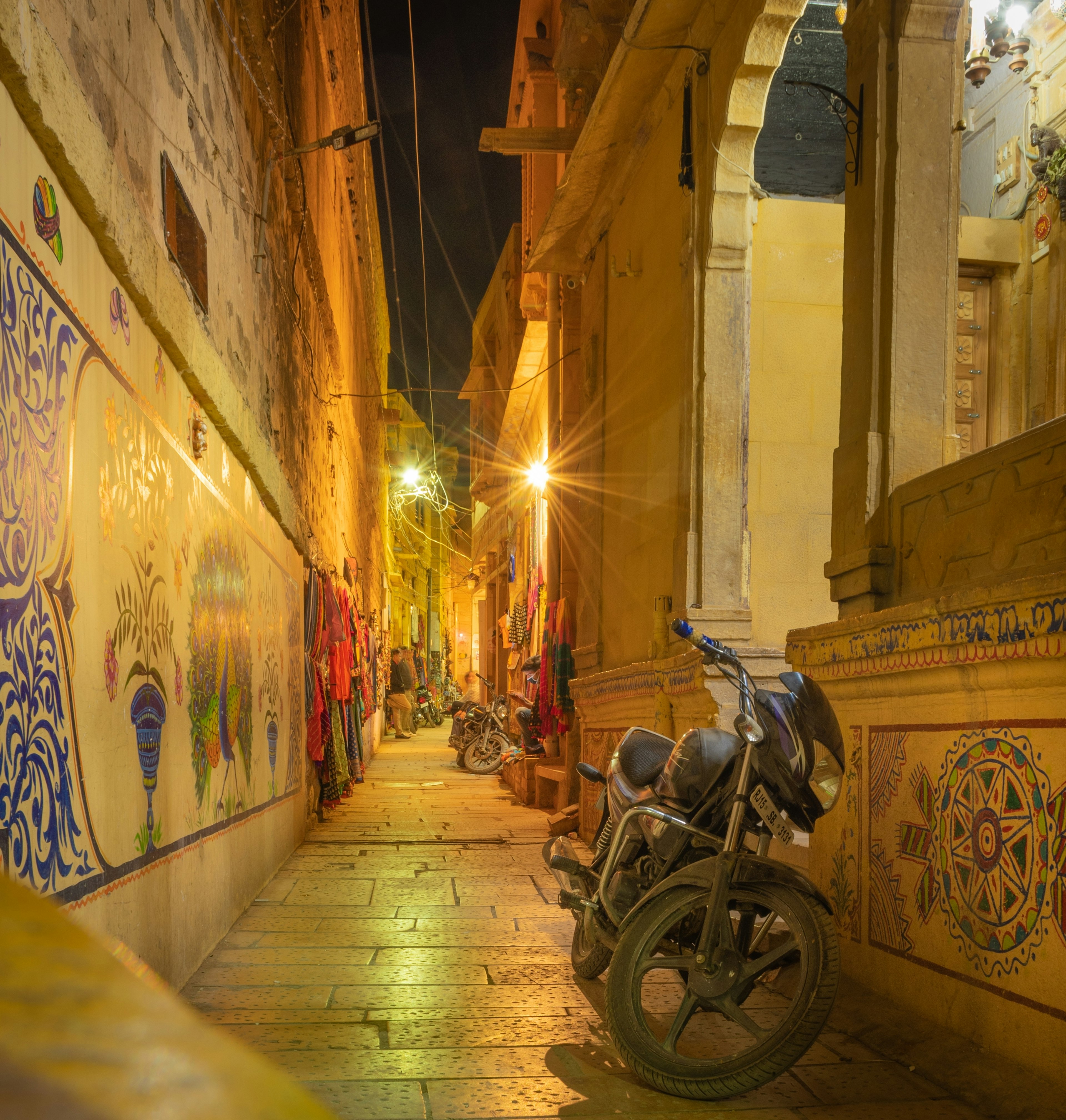 Exploring the lanes inside the Jaisalmer fort after market closure in Rajasthan India