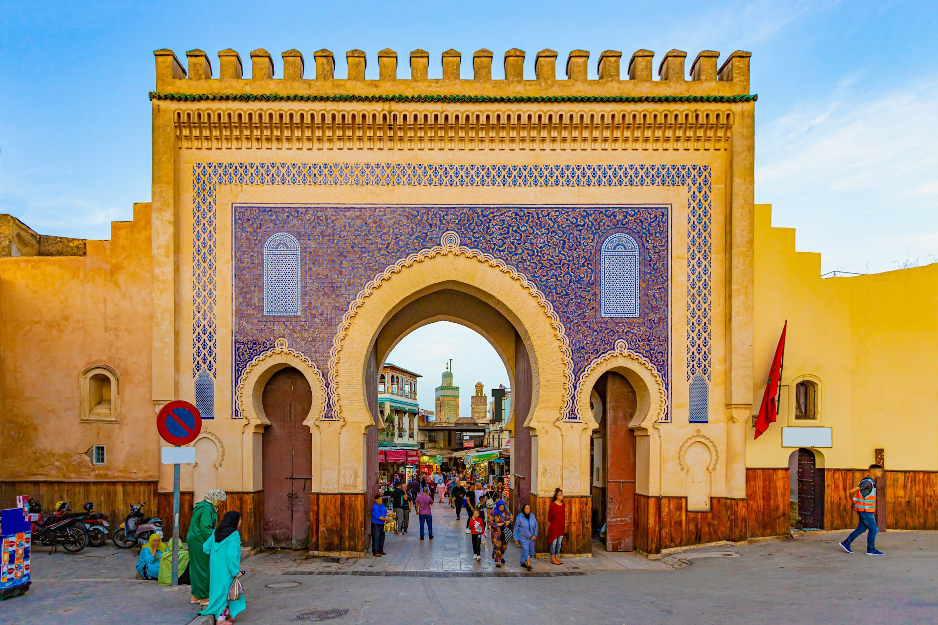 Opening to the media in Fes, Morocco the historical magnificent old capital streets,