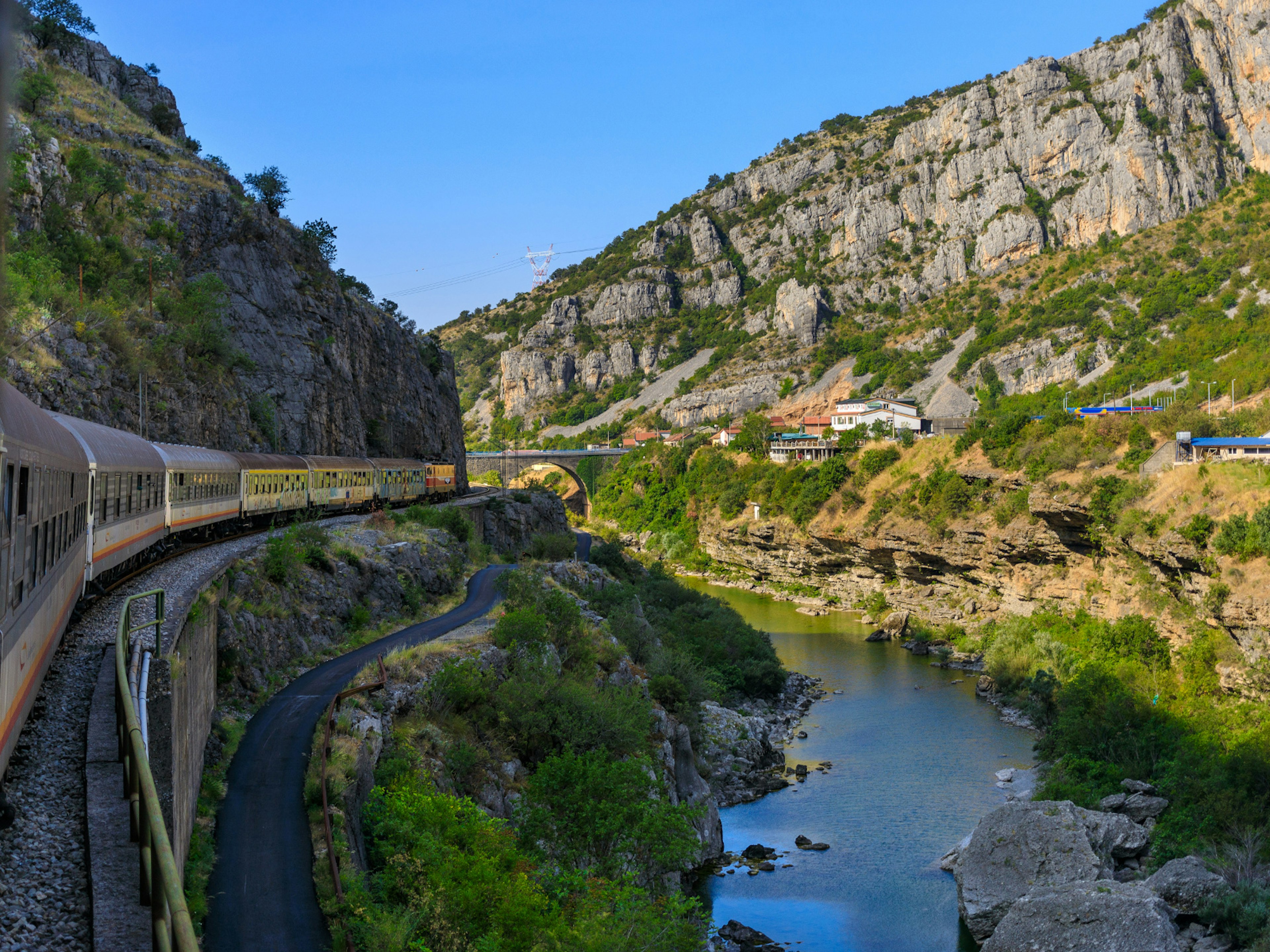 The view from the Belgrade-Bar train as it passes through Montenegro’s mountains