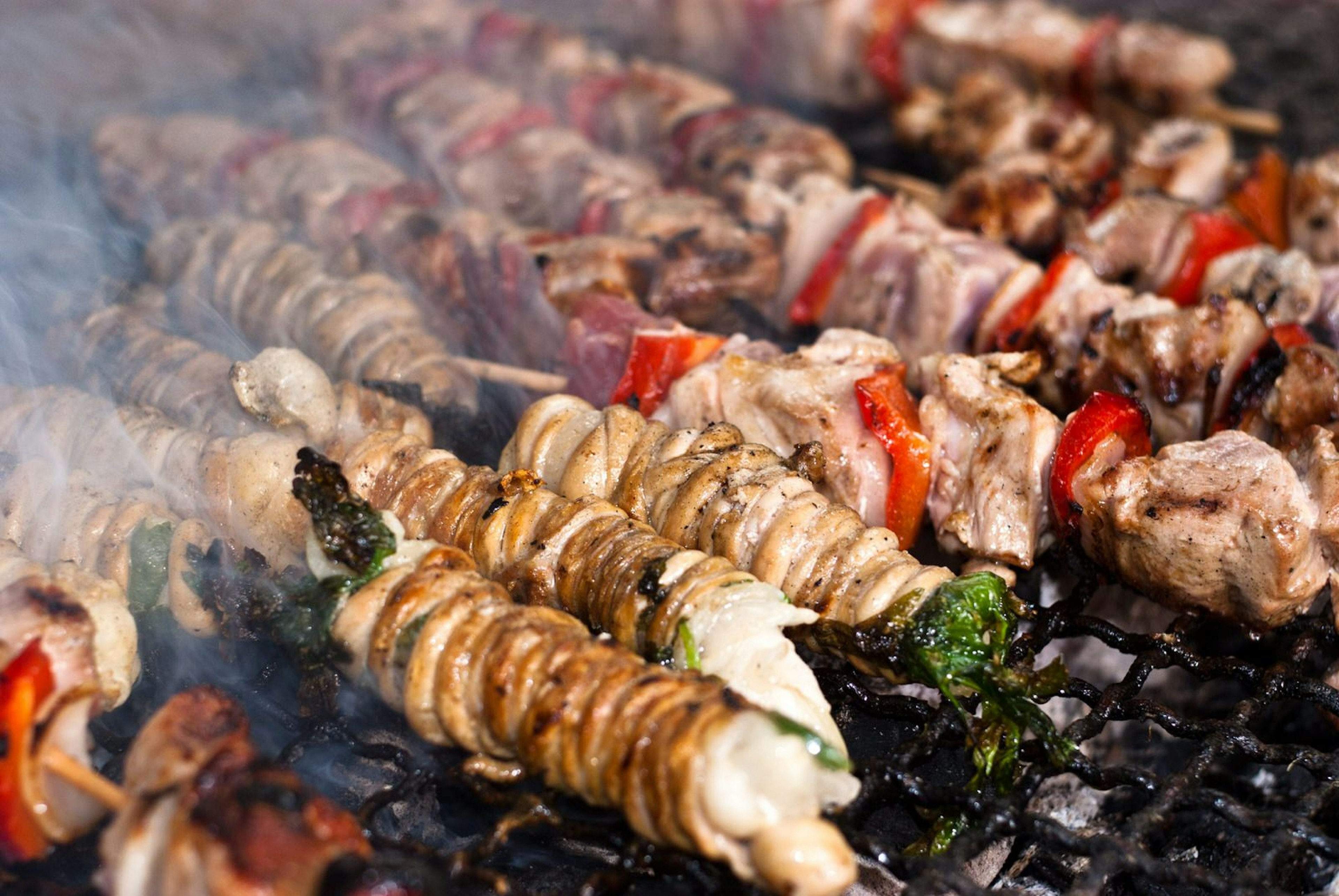 Stigghiole (intestines) on the grill