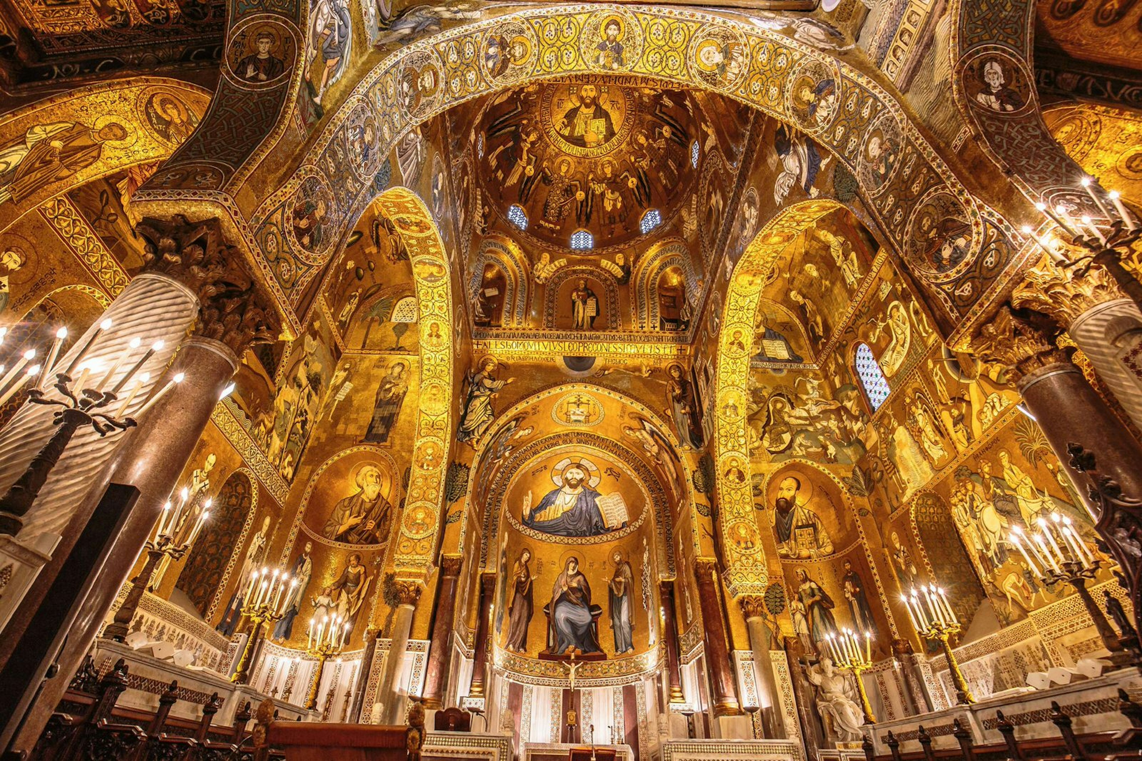 Golden mosaics in the Cappella Palatina