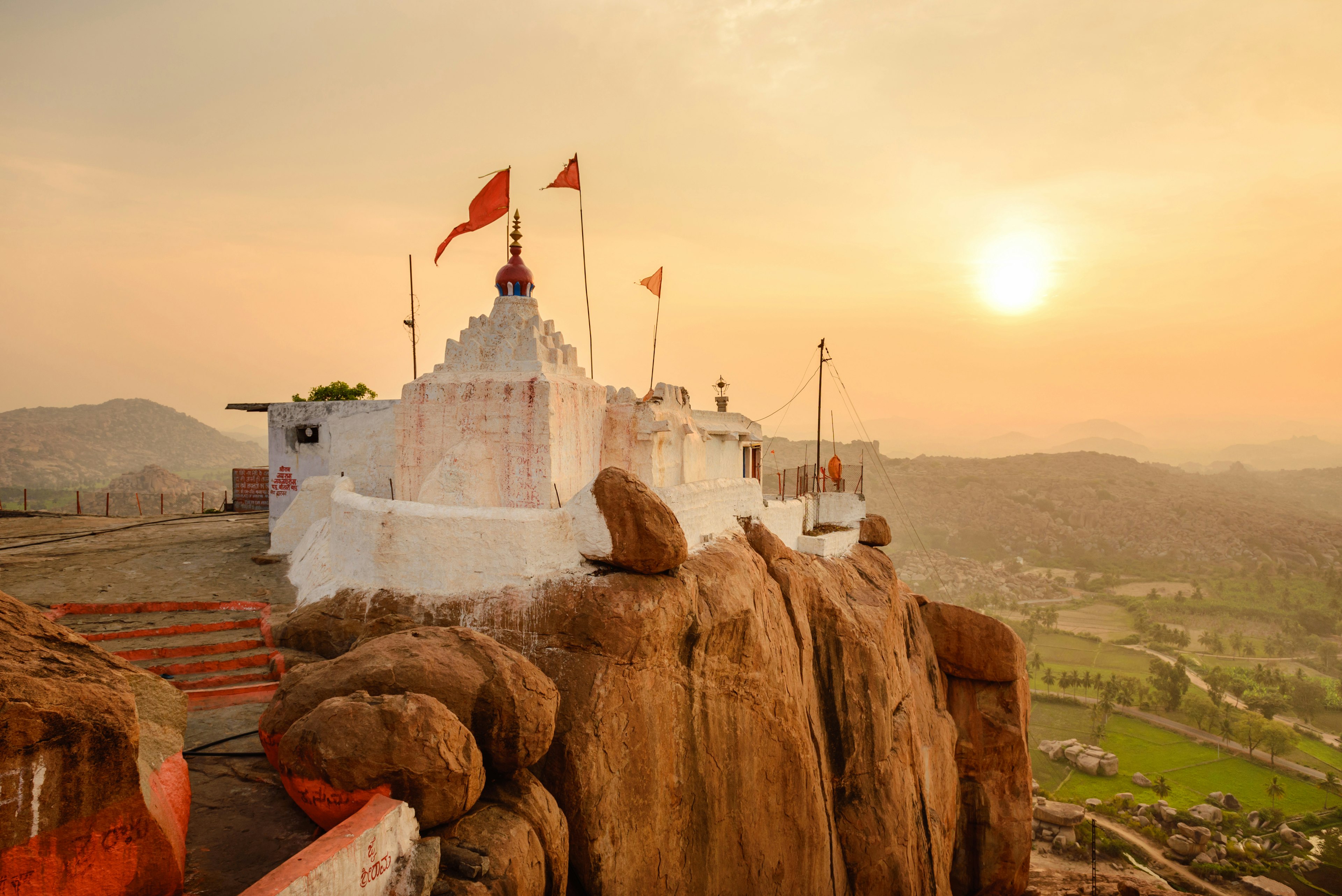 Monkey or Hanuman temple at sunrise in Hampi, Karnataka, India