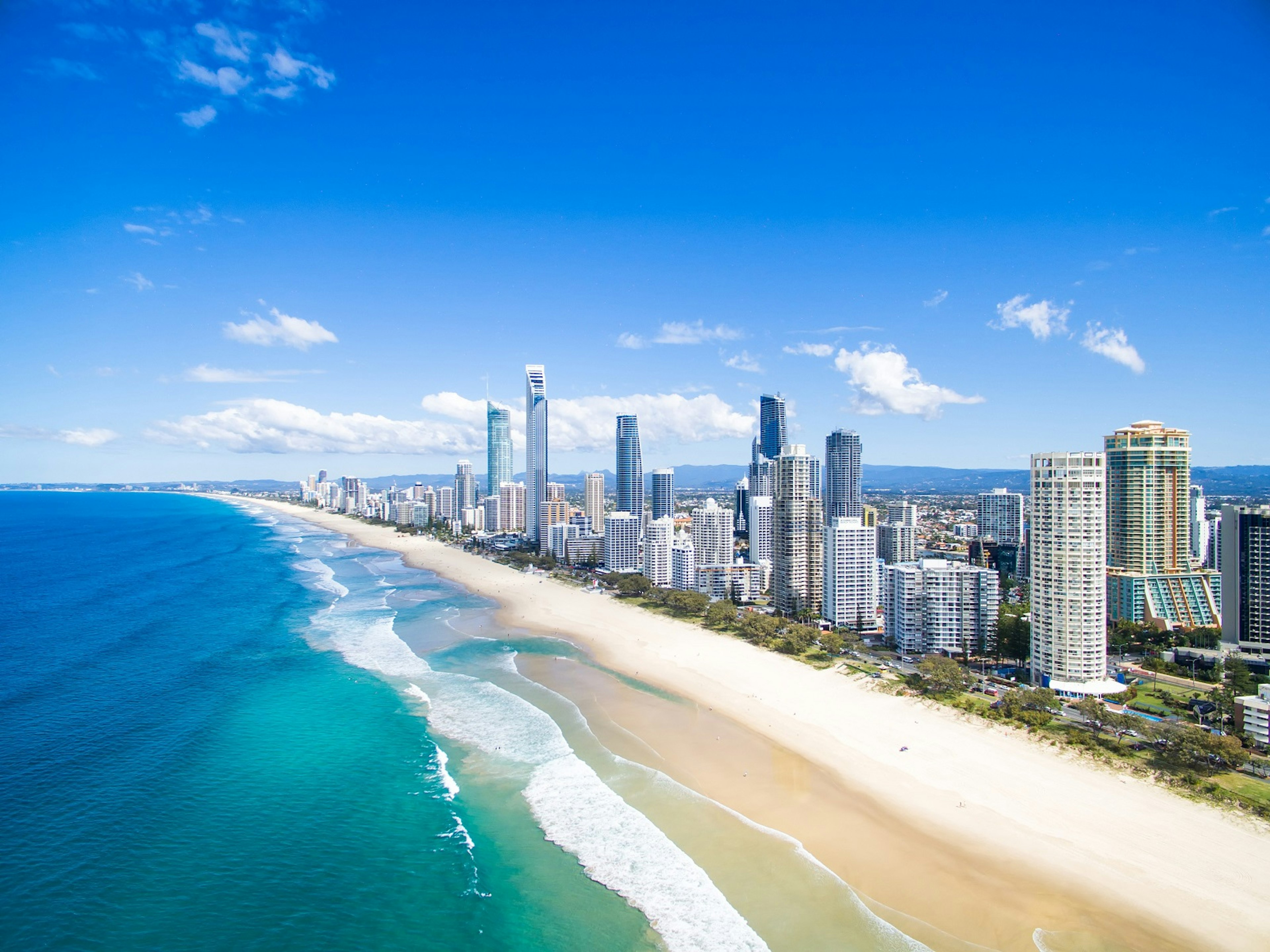 An aerial view of Surfers Paradise on the Gold Coast, Australia