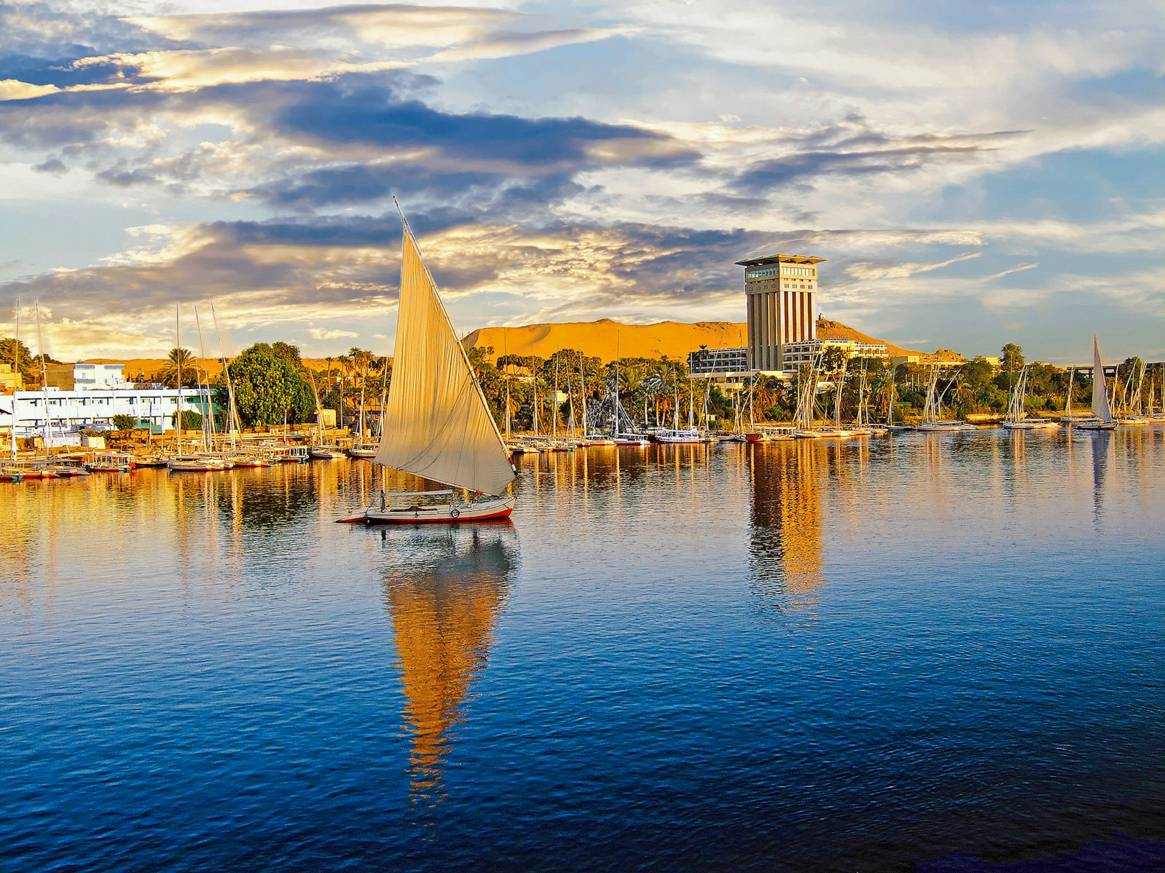 Luxor on The River Nile is a popular place for tourist boats to moor prior to cruising the River Nile, Egypt