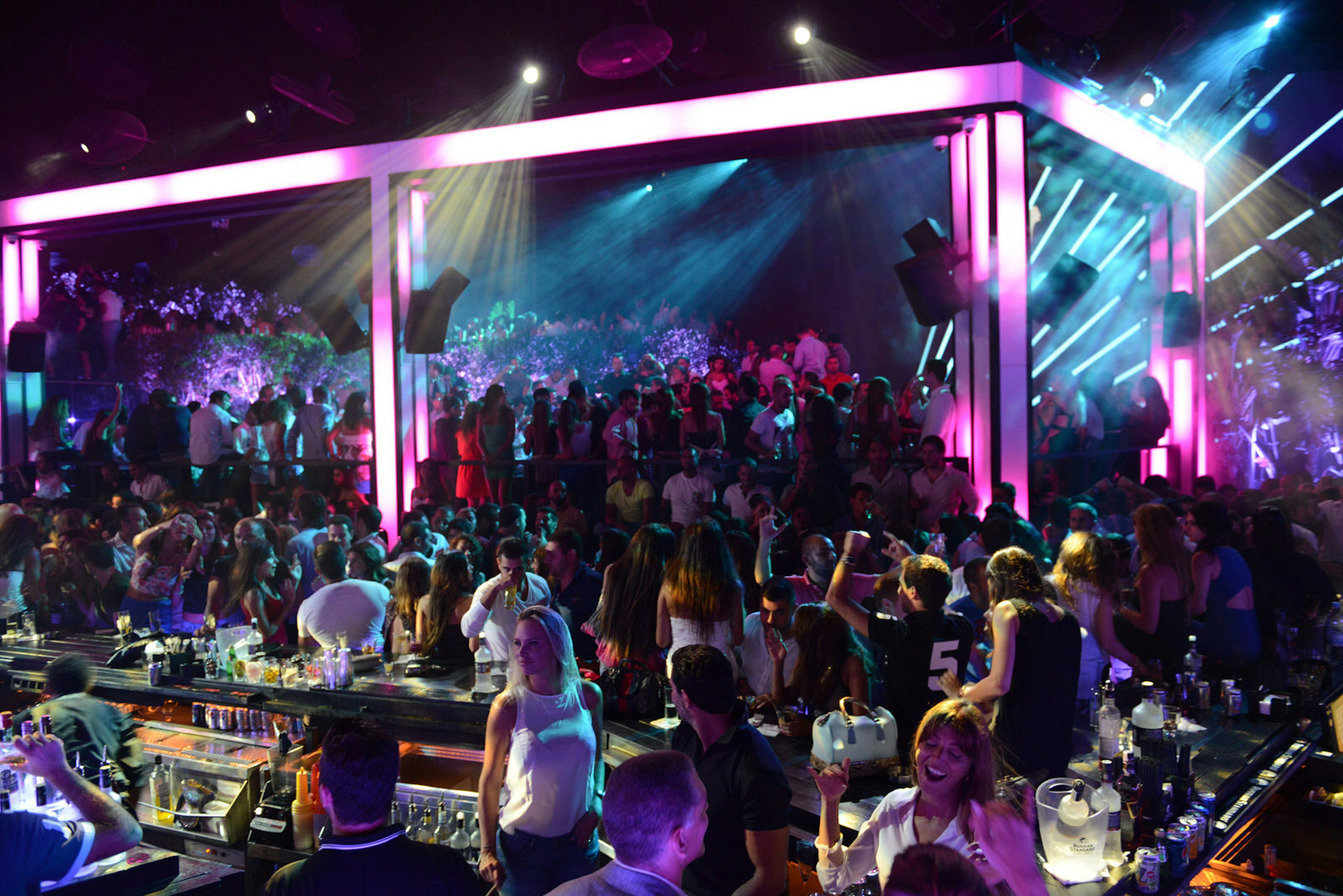 Dancers and drinkers at Sky Bar in Beirut, Lebanon