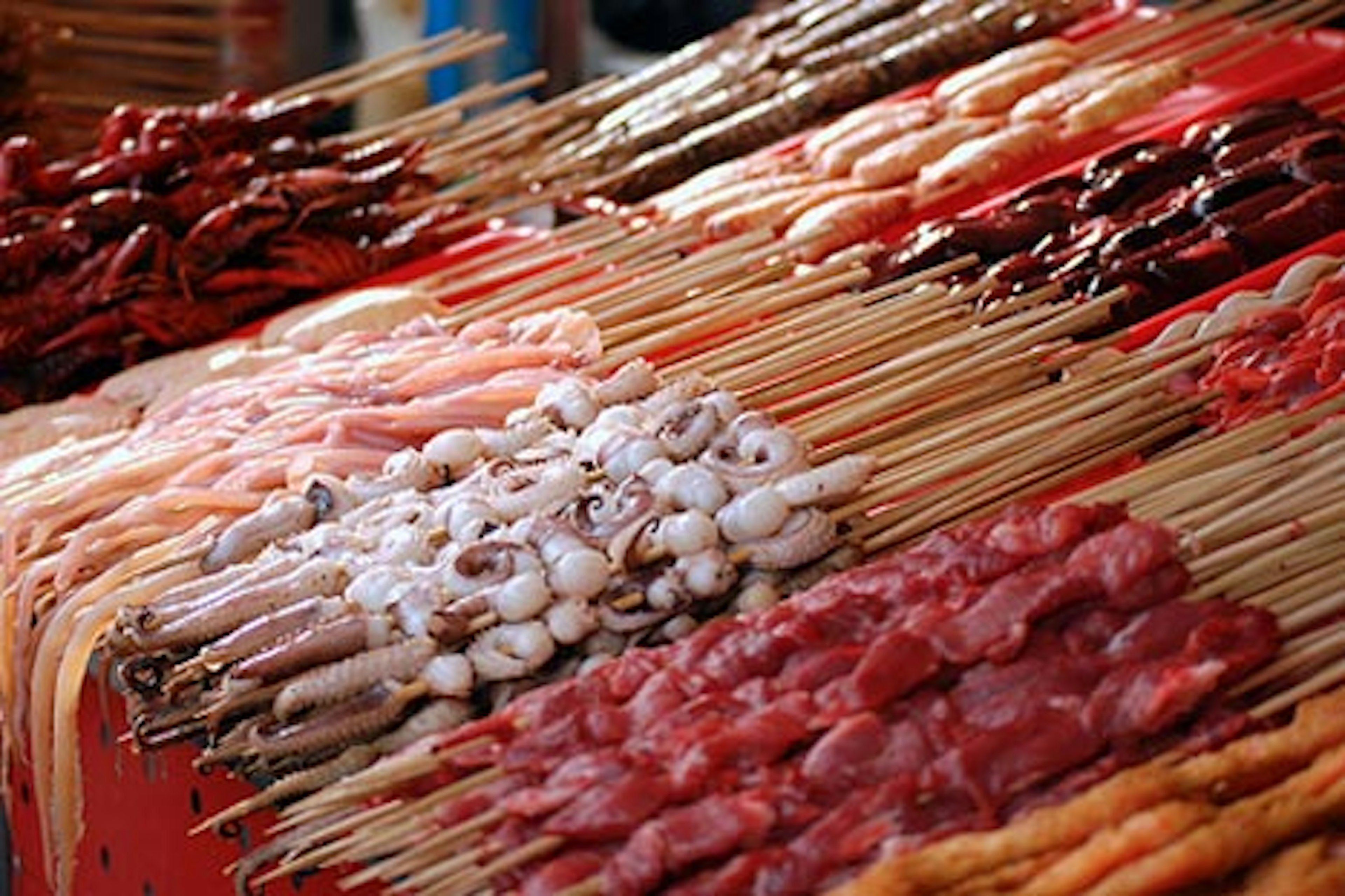 Grilled squid skewers, a classic Taiwanese snack. Image by Carrie Kellenberger. CC BY 2.0.