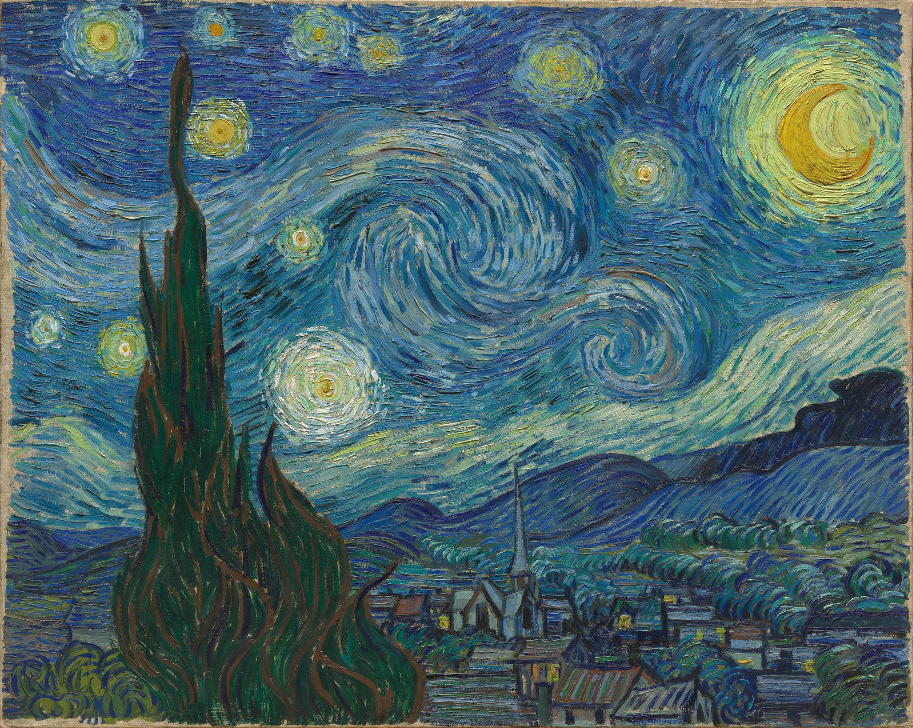 A photo of the starry night by Vincent Van Gogh