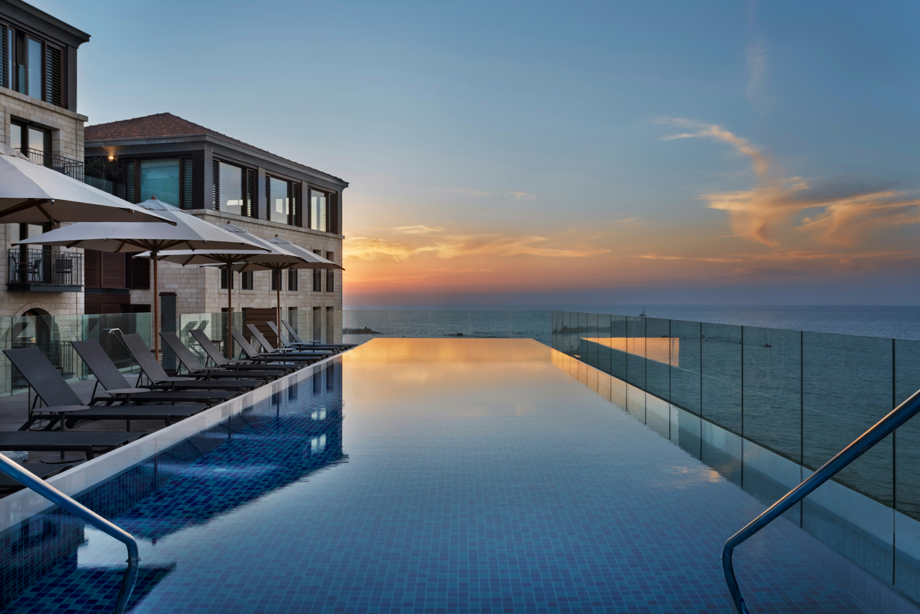 The Setai's infinity pool at sunset, Tel Aviv