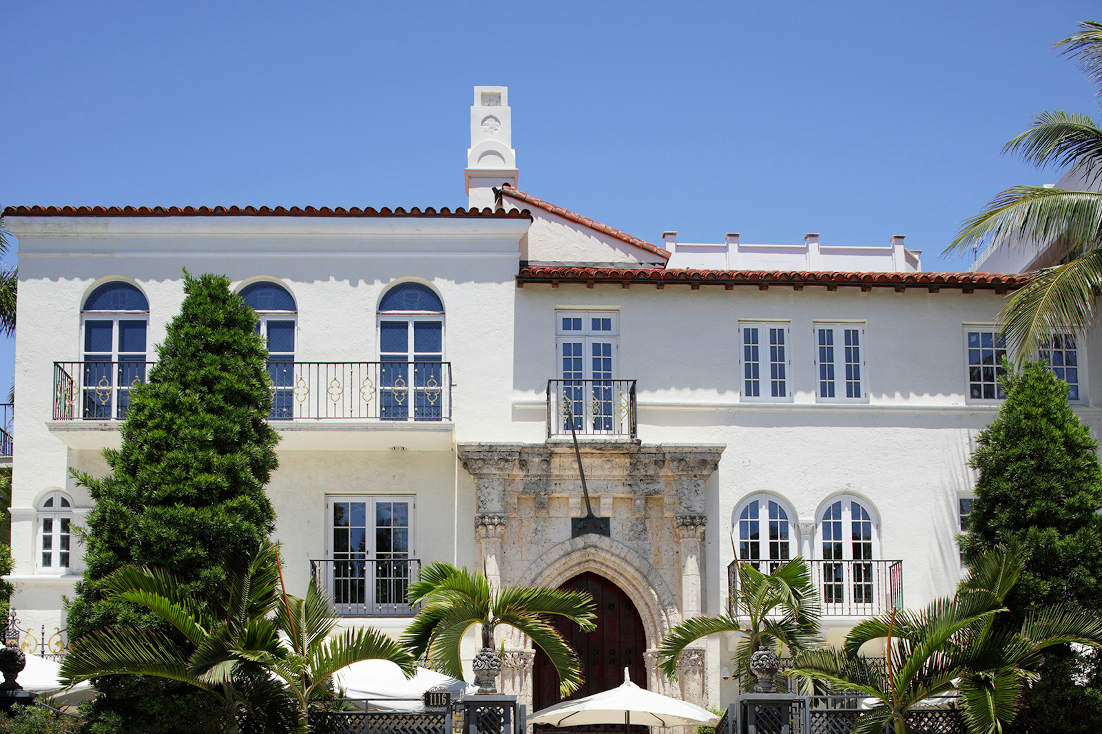 The historic Versace Mansion is located on Ocean Drive in Miami Beach