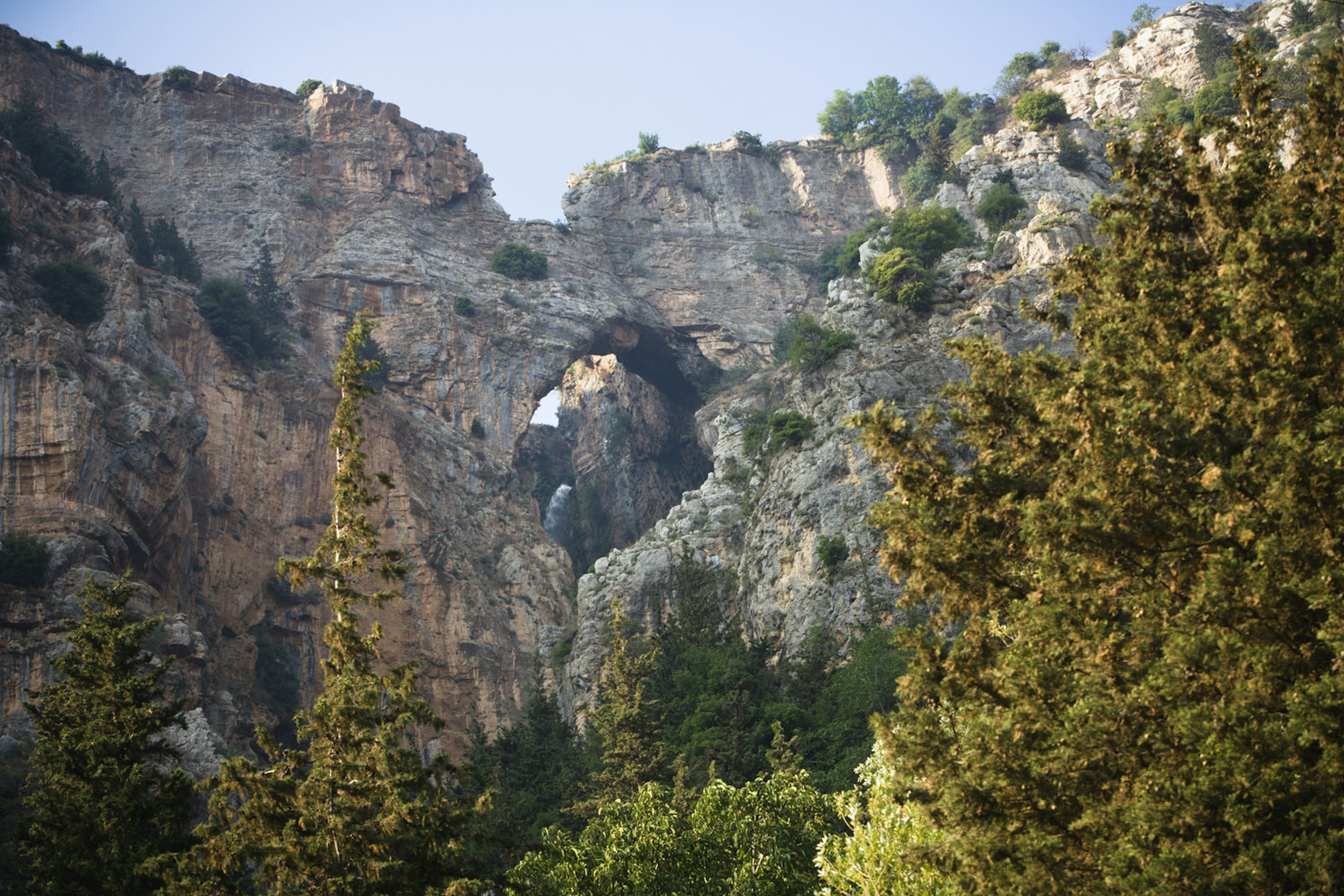 Waterfall from the floor of the Qadisha Valley, Lebanon. Image by Tim Gerard Barker / Getty Images